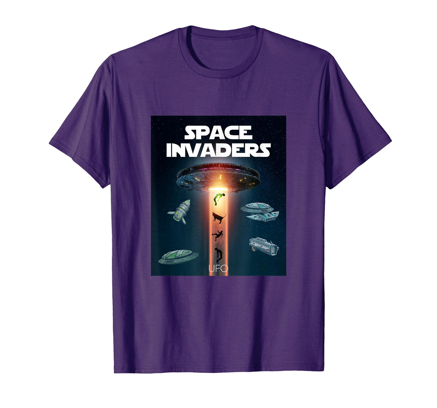 Space Invaders With UFO Aliens Spacecrafts Graphic Designs T-Shirt