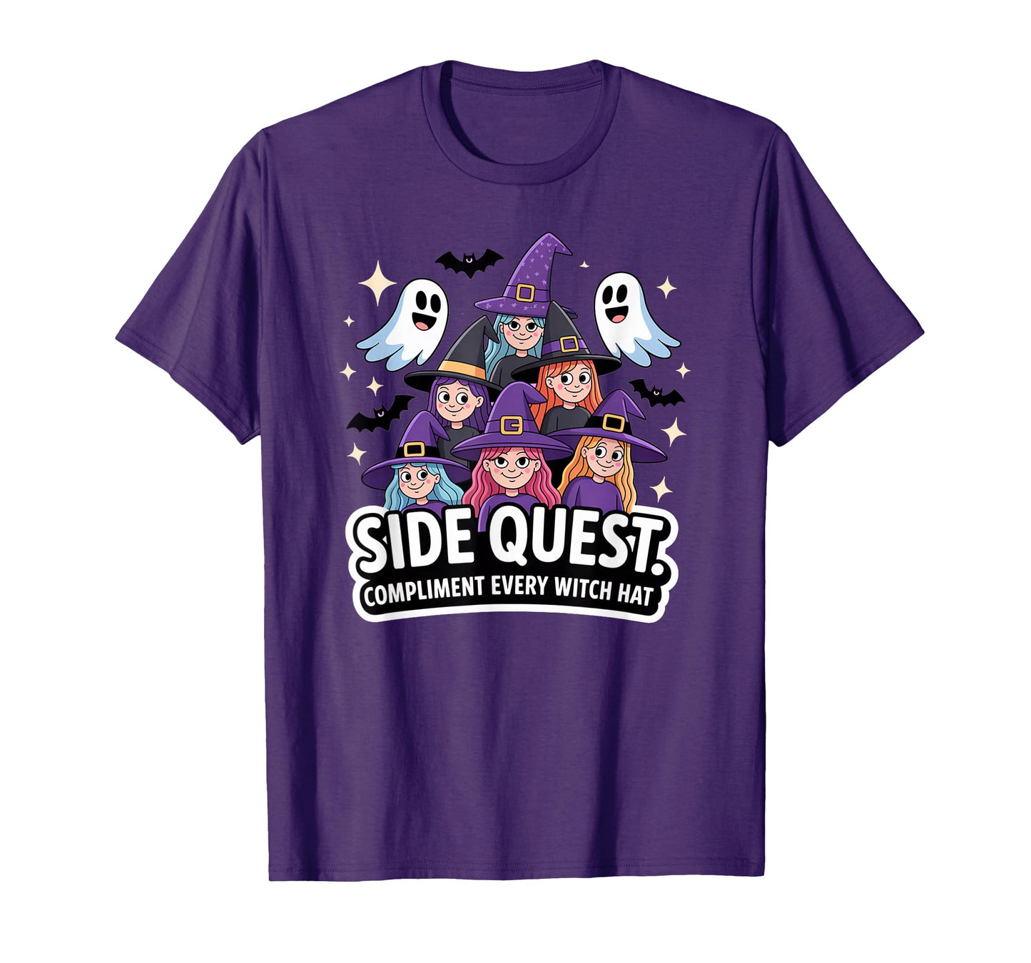 Side Quest: Compliment Witch hat, Funny Side Quest Halloween T-Shirt