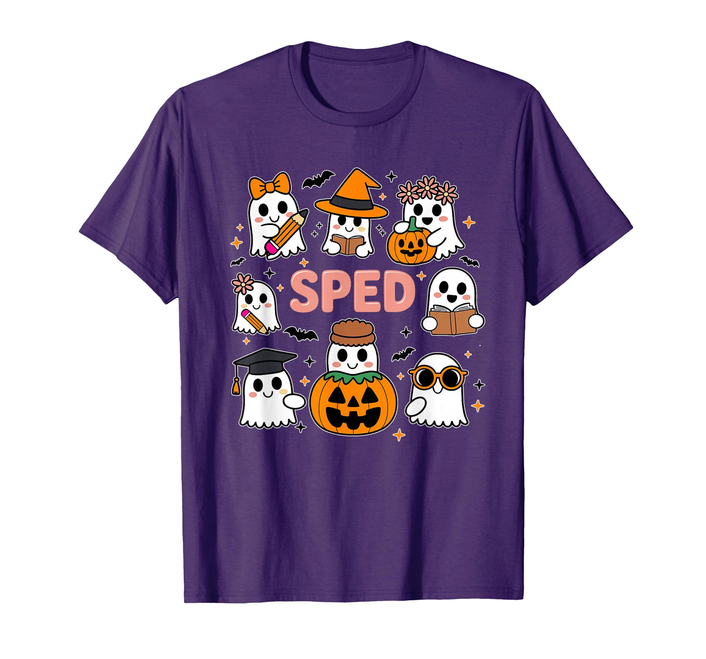 SPED Ghost Squad Reading Pencil Pumpkin Witch Halloween T-Shirt