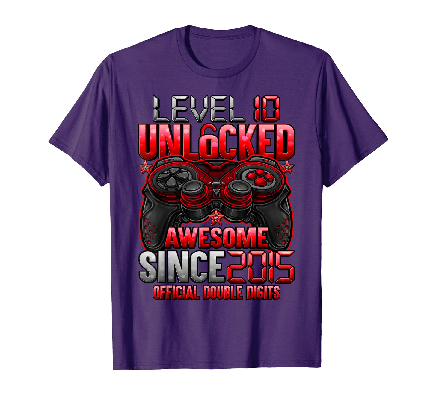 Official Double Digits Level 10 Unlocked 10th Birthday Boy T-Shirt