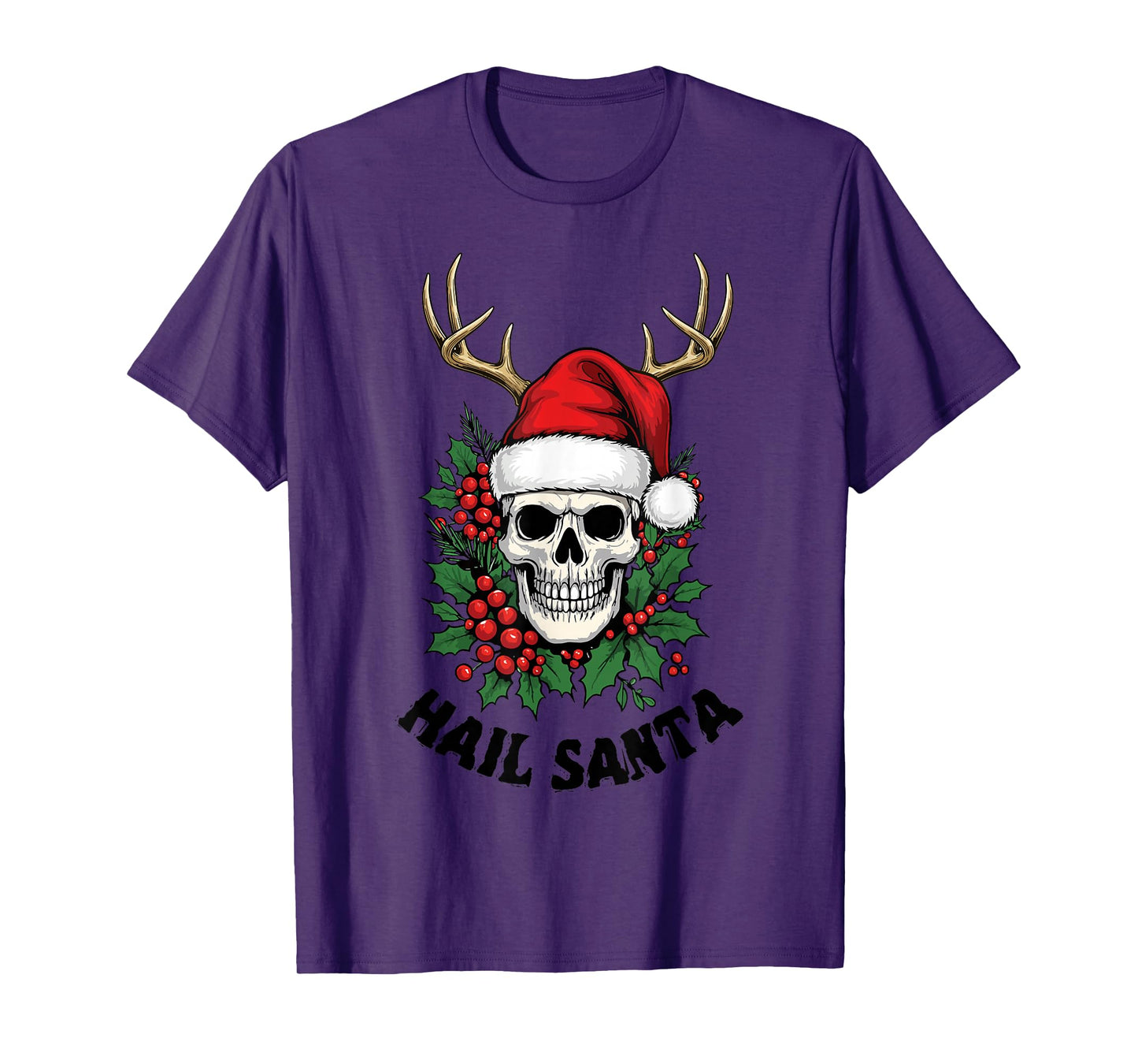 Hail Santa Pagan Happy Solstice Spooky Christmas Skeleton T-Shirt