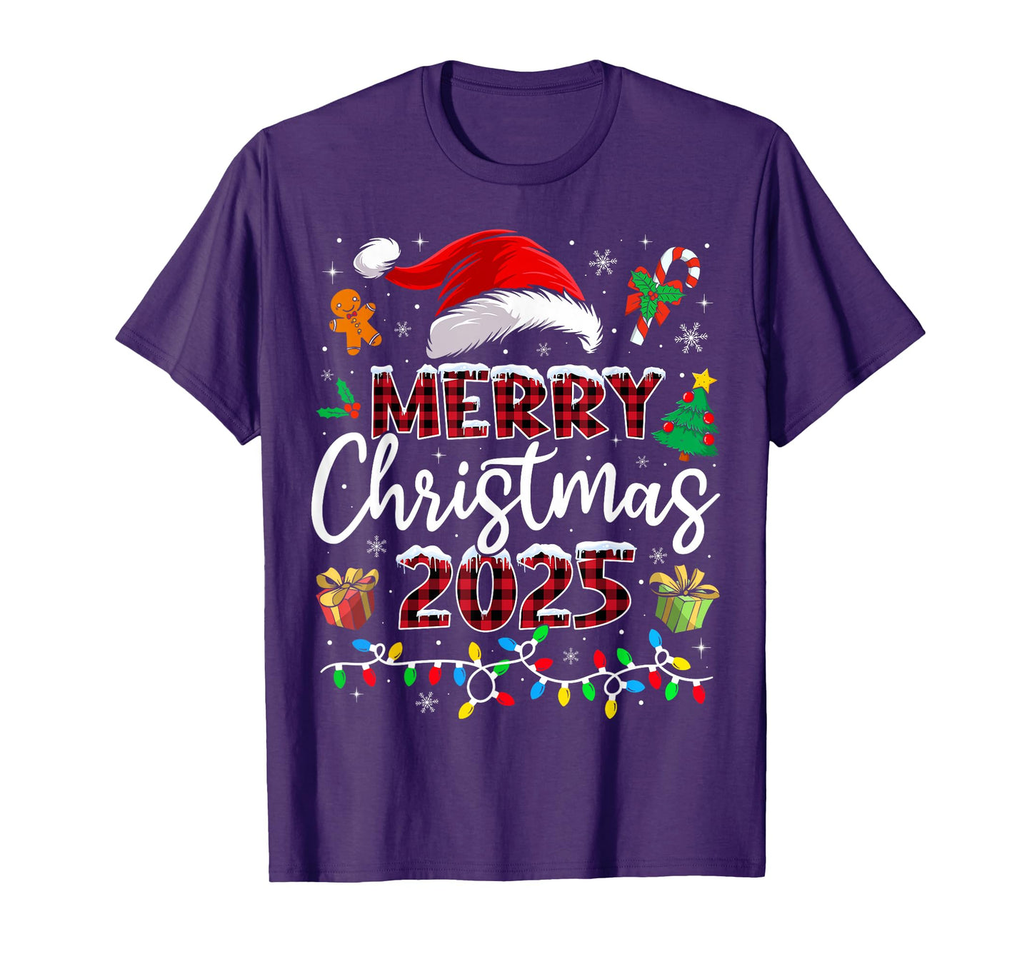 Merry Christmas 2025 Santa Elf Funny Family Matching Pajamas T-Shirt