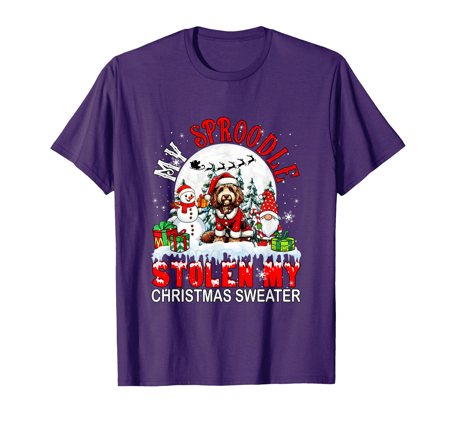 My Sproodle Stolen My Christmas Sweater Santa Dog Owner T-Shirt