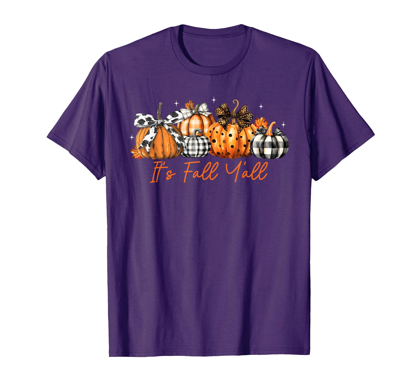 It's Fall Y'all Leopard Pumpkins Plaid Pumpkin Autumn Season T-Shirt