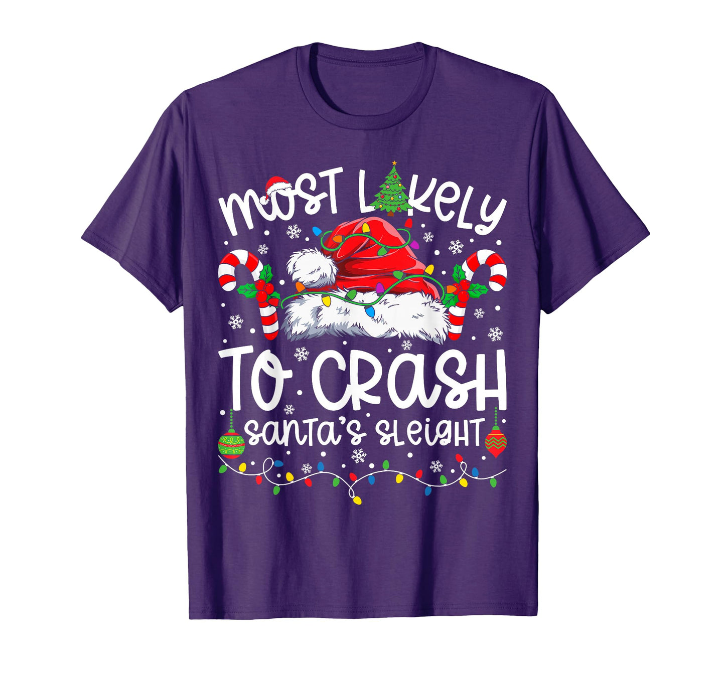 Most Likely to Crash Santa Sleigh Family Matching Christmas T-Shirt