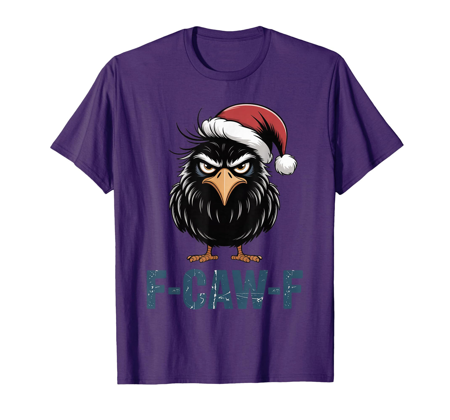 F-Caw-F Funny Black Bird Crow Gothic Raven Santa Halloween T-Shirt