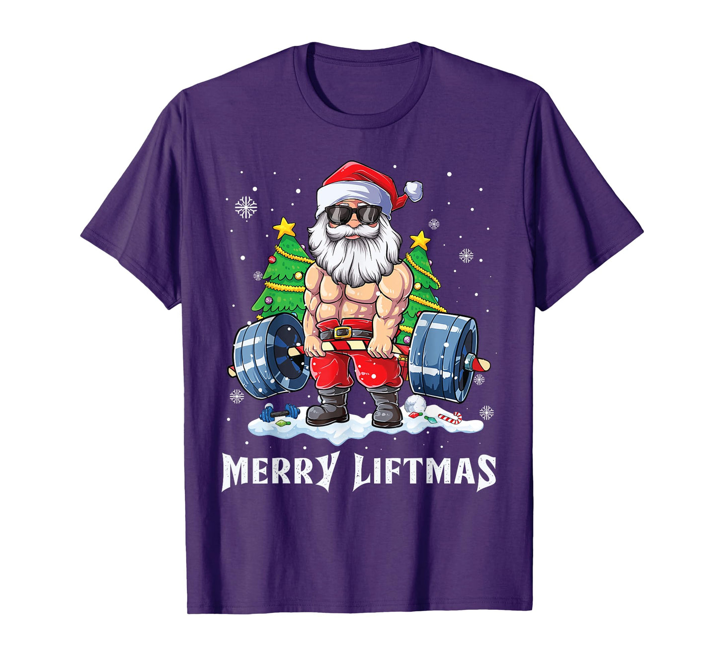 Merry Liftmas Funny Santa Claus Gym Fitness Weightlifting T-Shirt