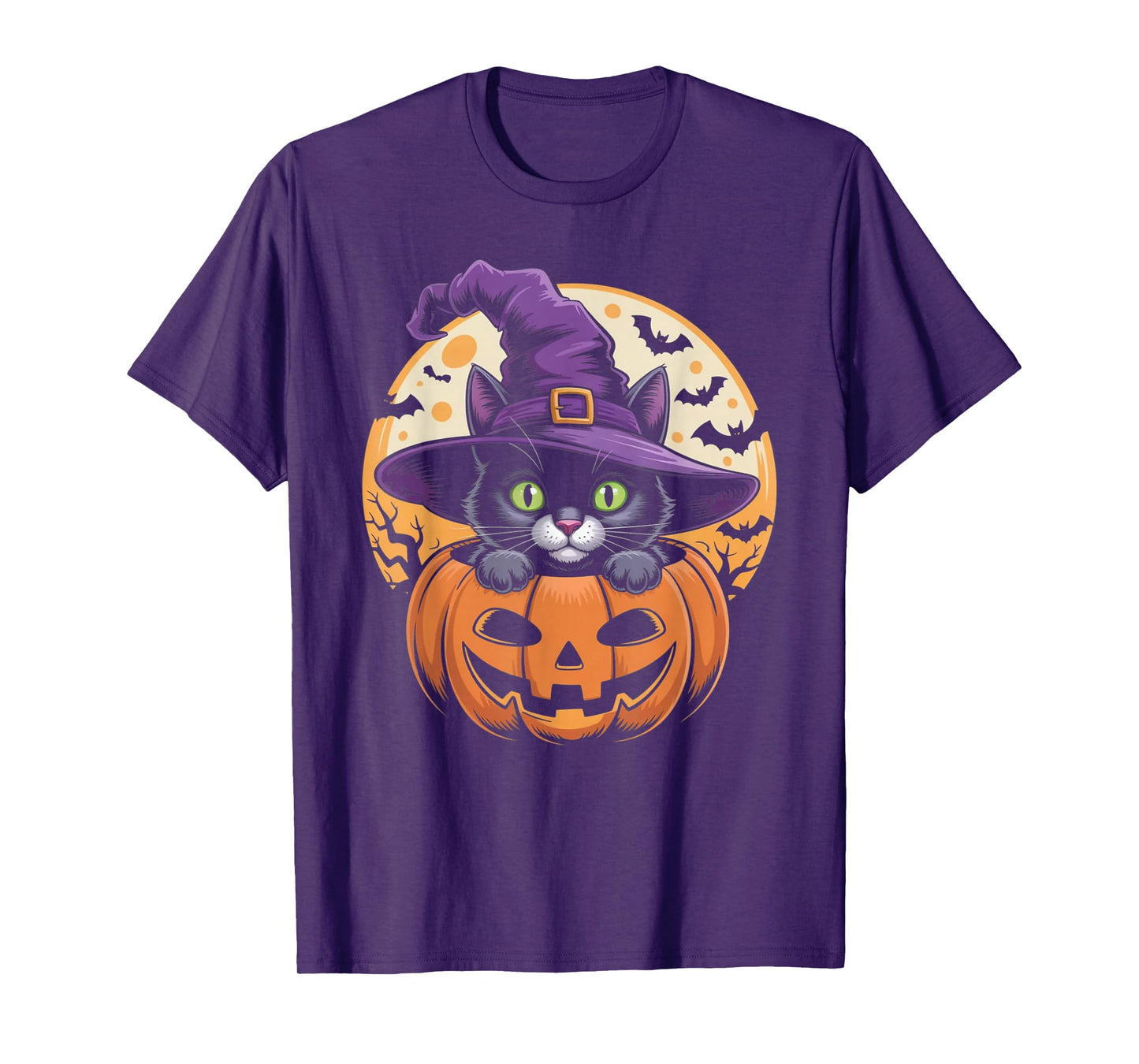 Cat Halloween Pumpkin Black Cat Scarry Spooky Gifts Kids T-Shirt
