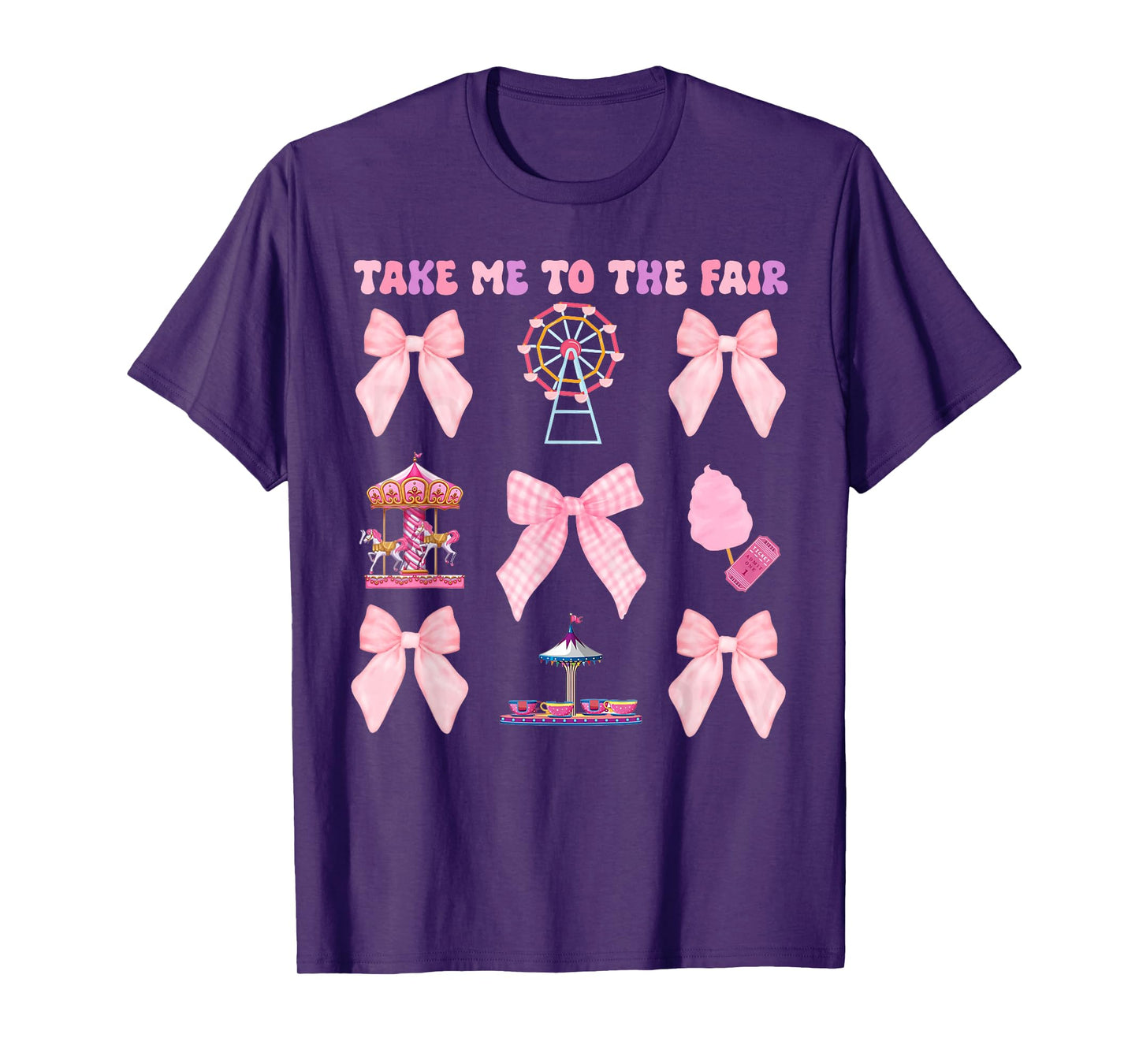Take Me To The Fair Ferris Wheel Pink Bow T-Shirt