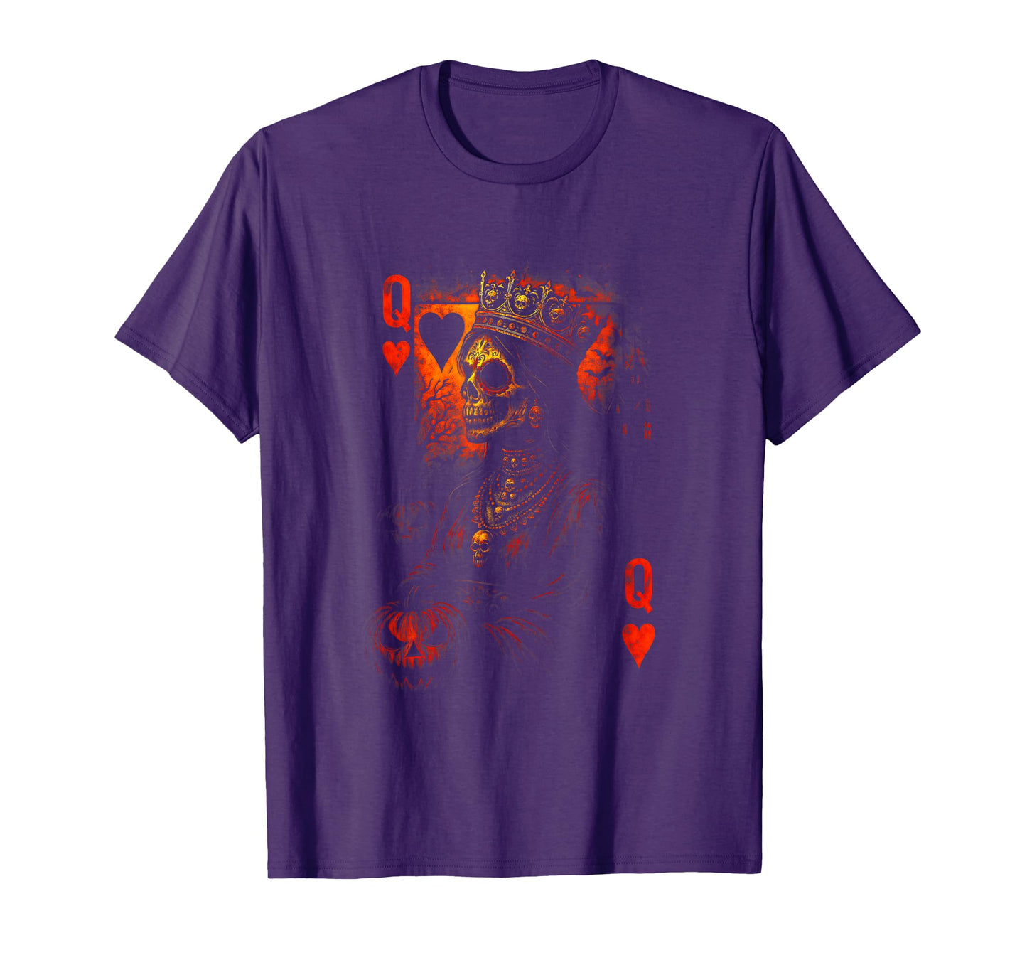 Queen of Hearts Halloween Vintage Crown of Skulls Card Deck T-Shirt