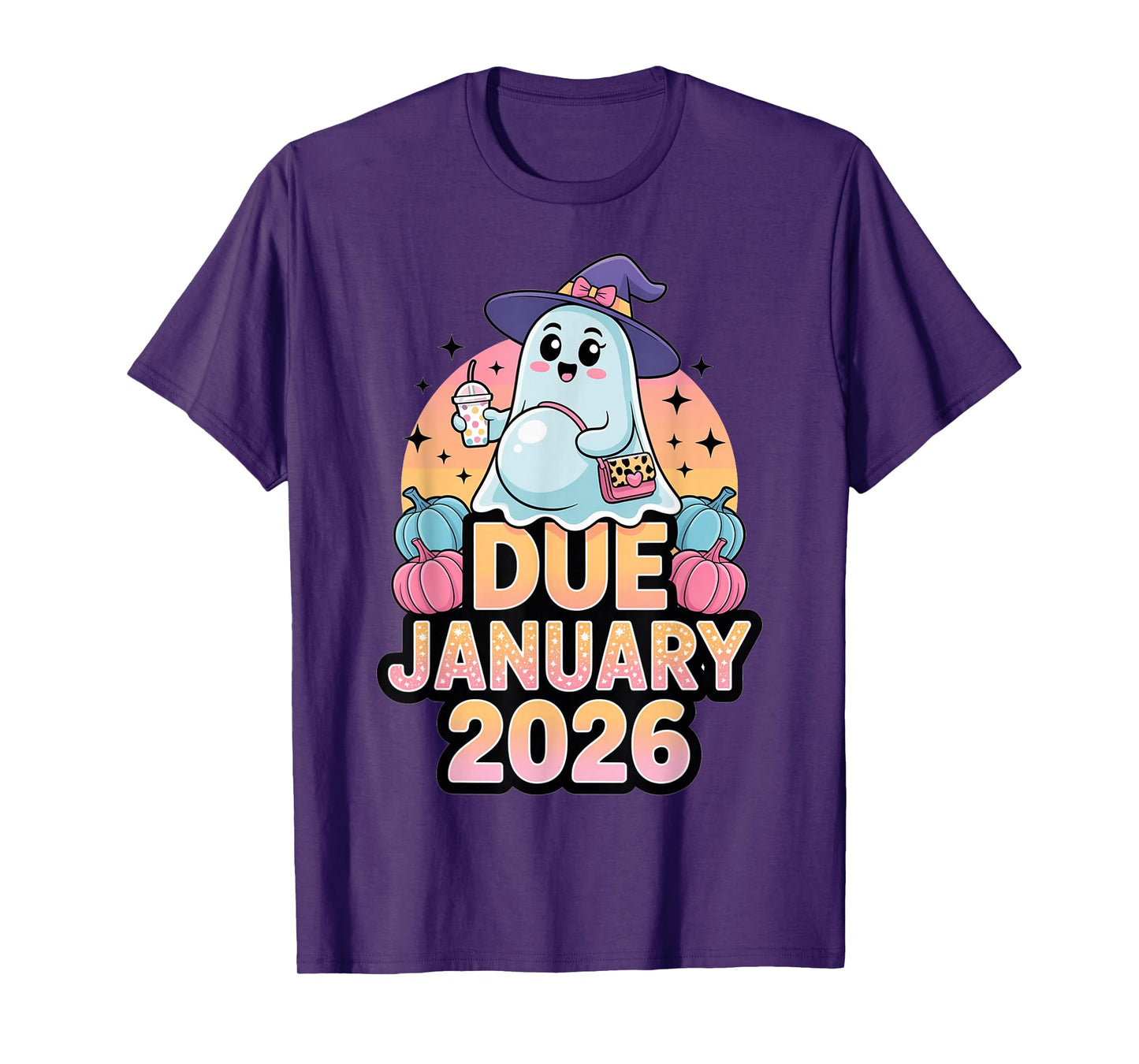 Halloween Pregnant Due January 2026 Mama Ghost Baby Mom T-Shirt
