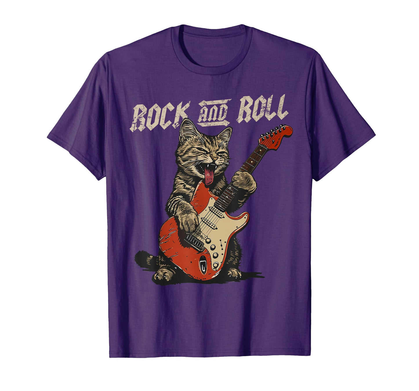 Rock and Roll Guitar Cat Vintage ROCK Guitarist Cat T-Shirt