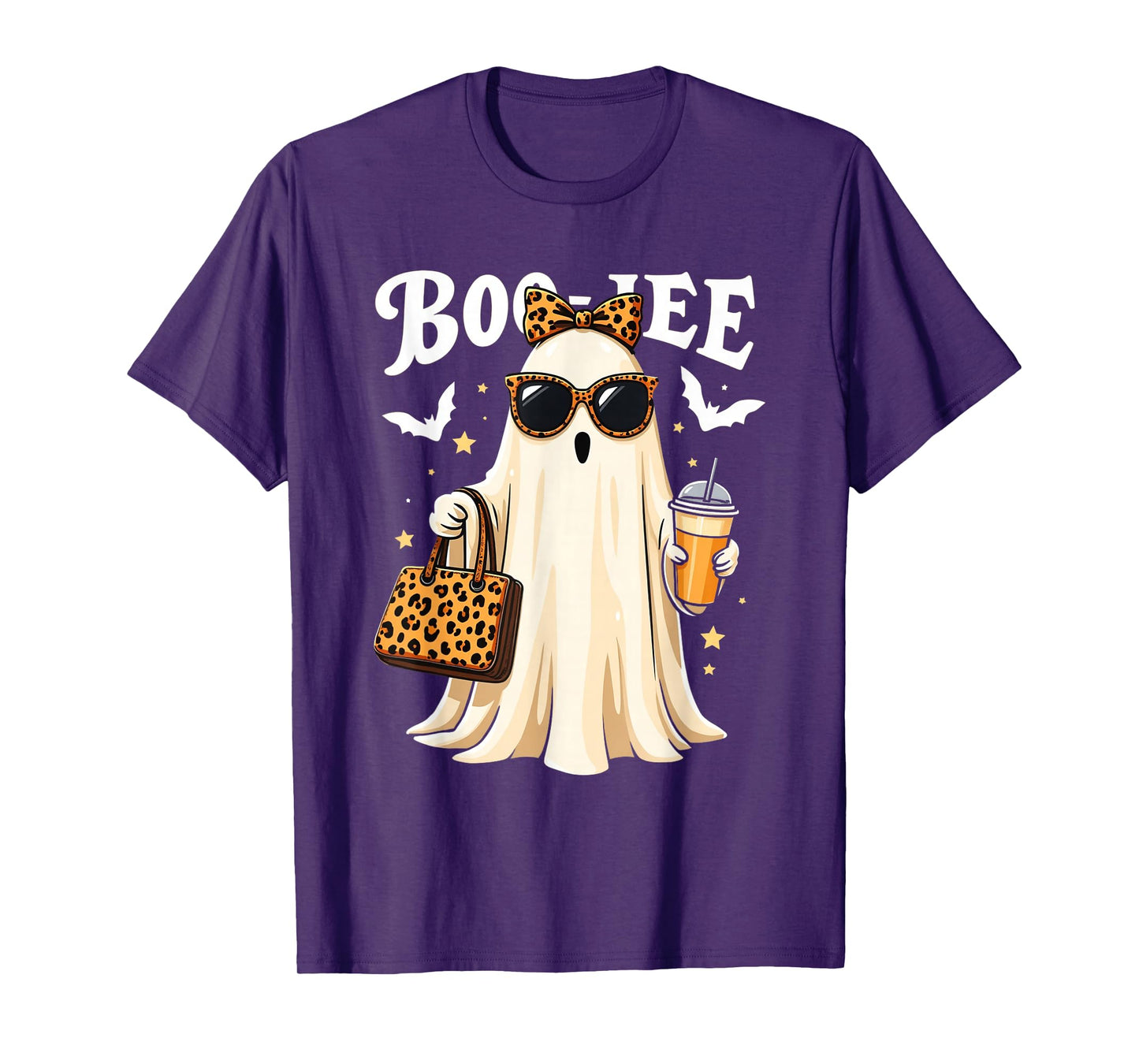Coquette Leopard Ghost Coffee Boo-JEE Halloween Boujee Ghost T-Shirt
