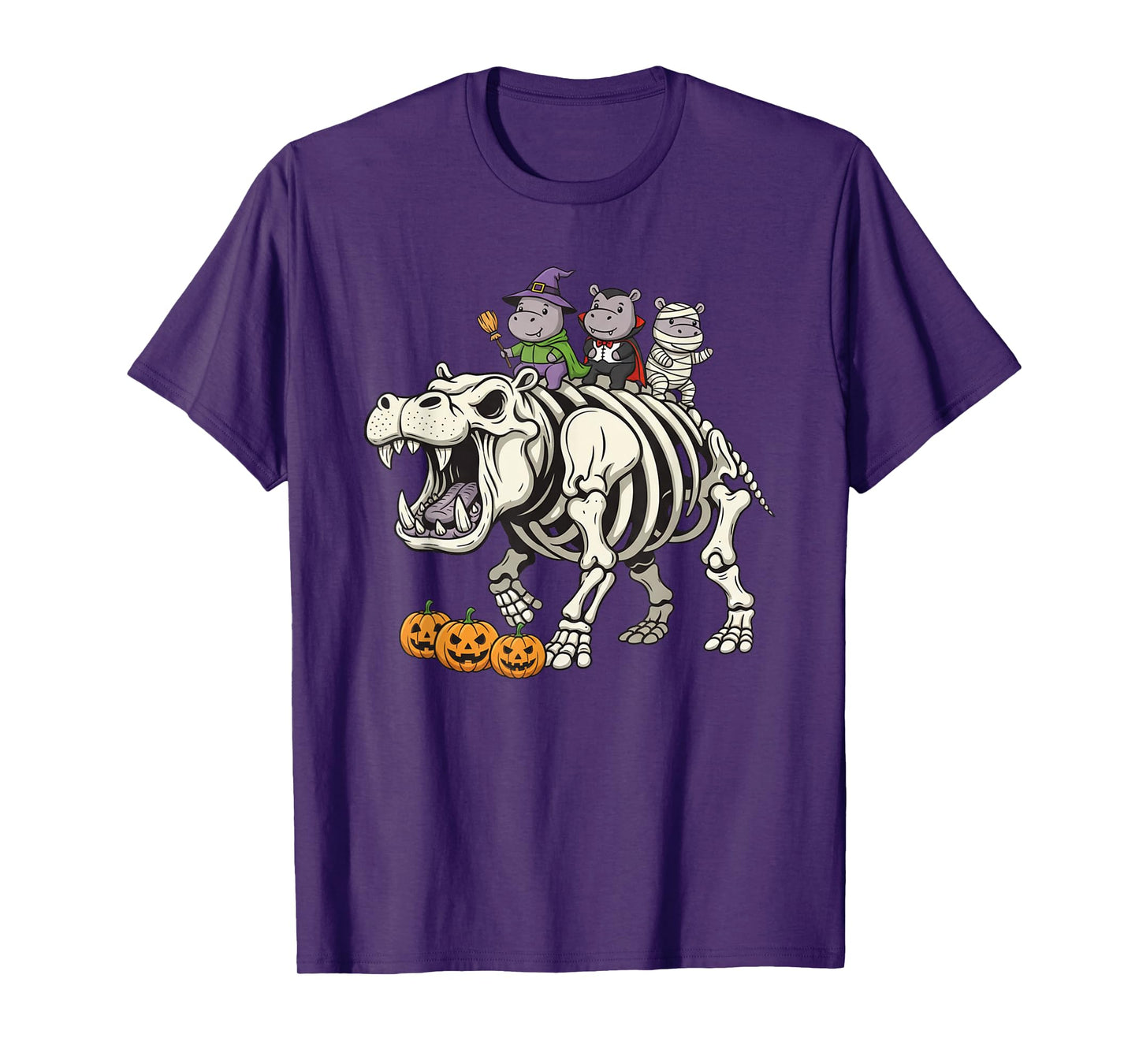 Funny Hippo Skeleton Mummy Witch Halloween Kids Mens Womens T-Shirt