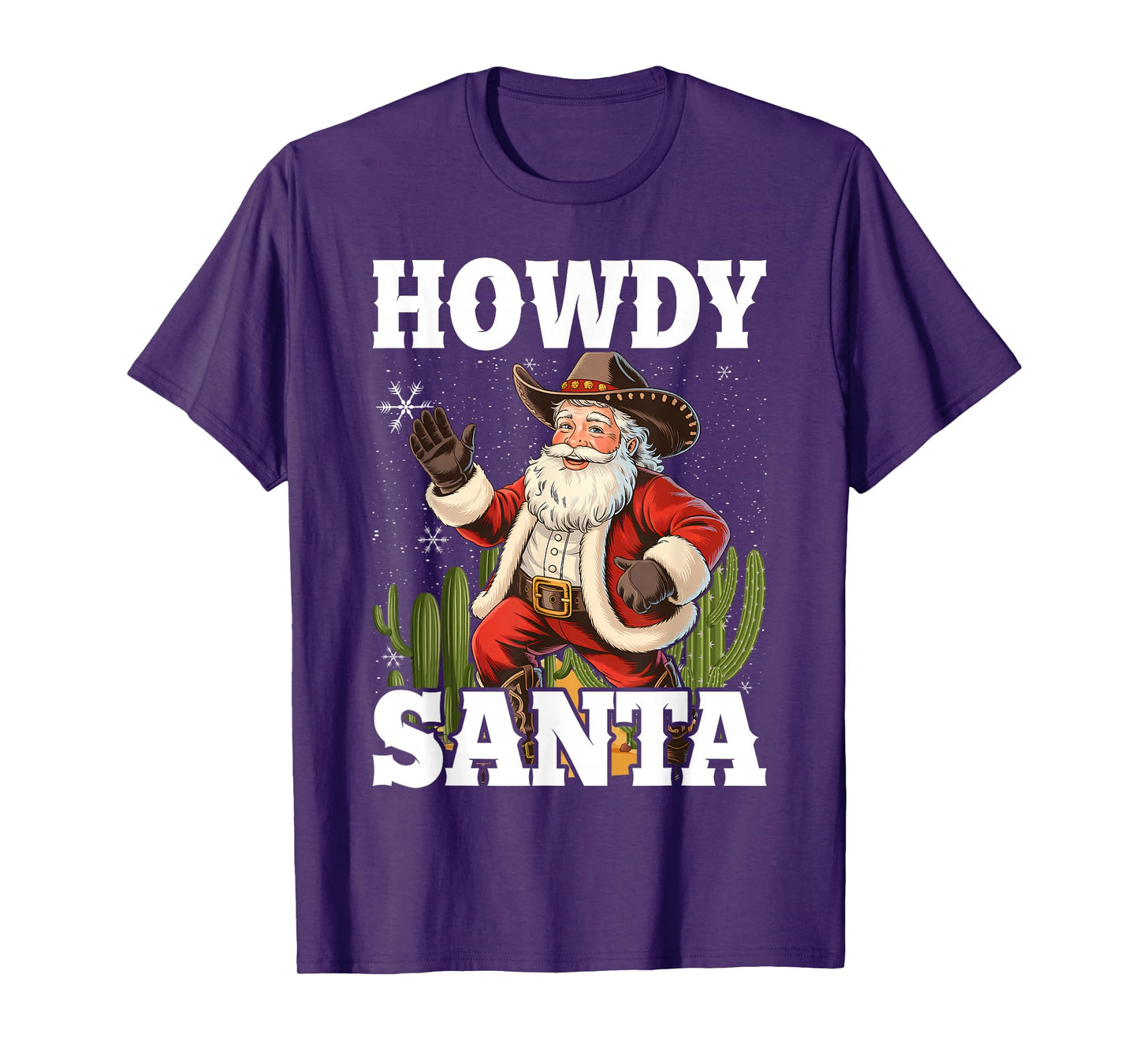 Retro Howdy Santa Christmas Rodeo Western Cowboy Cowgirl T-Shirt