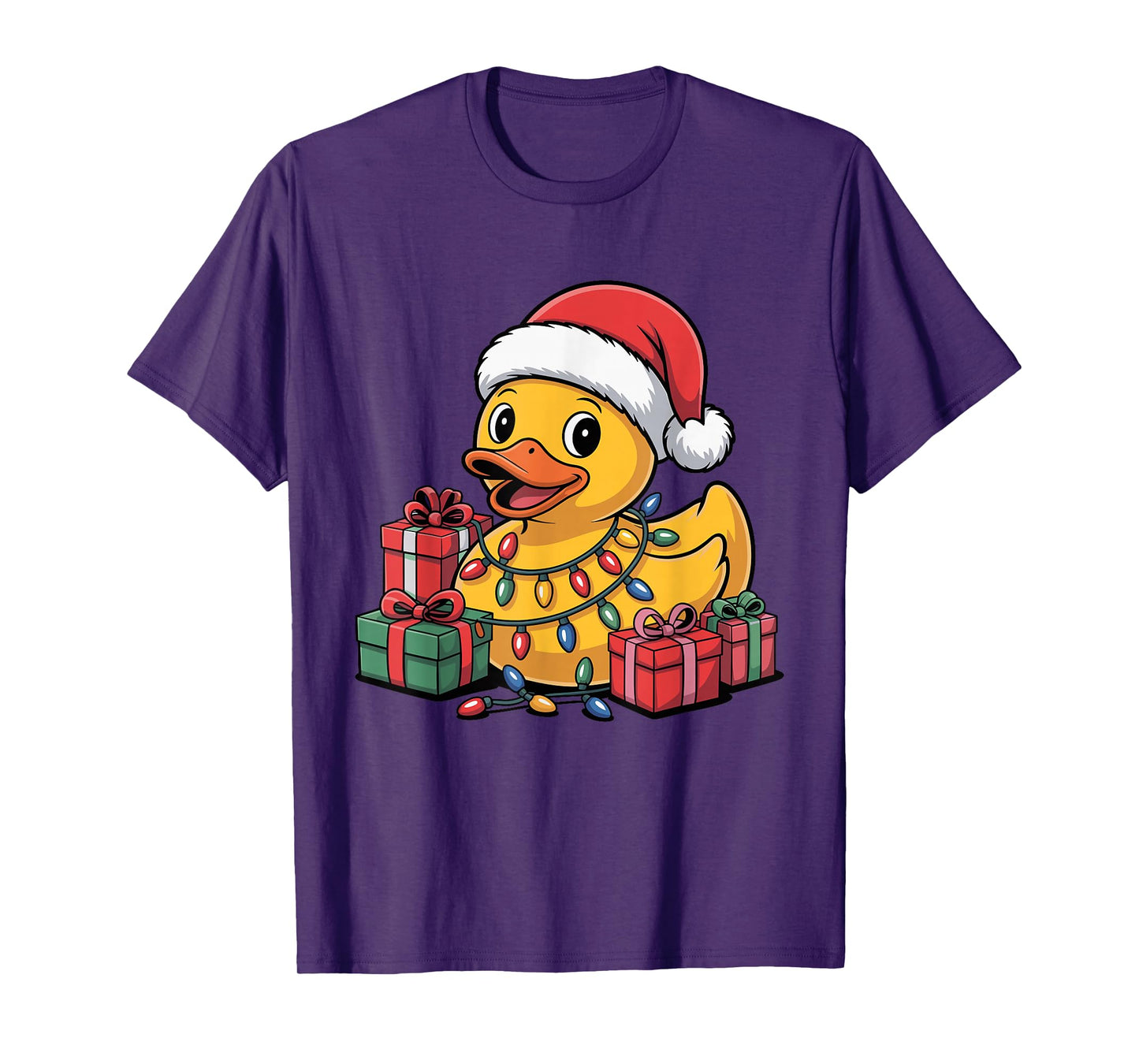 Rubber Duck Santa Hat Christmas Design Funny Animal Lovers T-Shirt