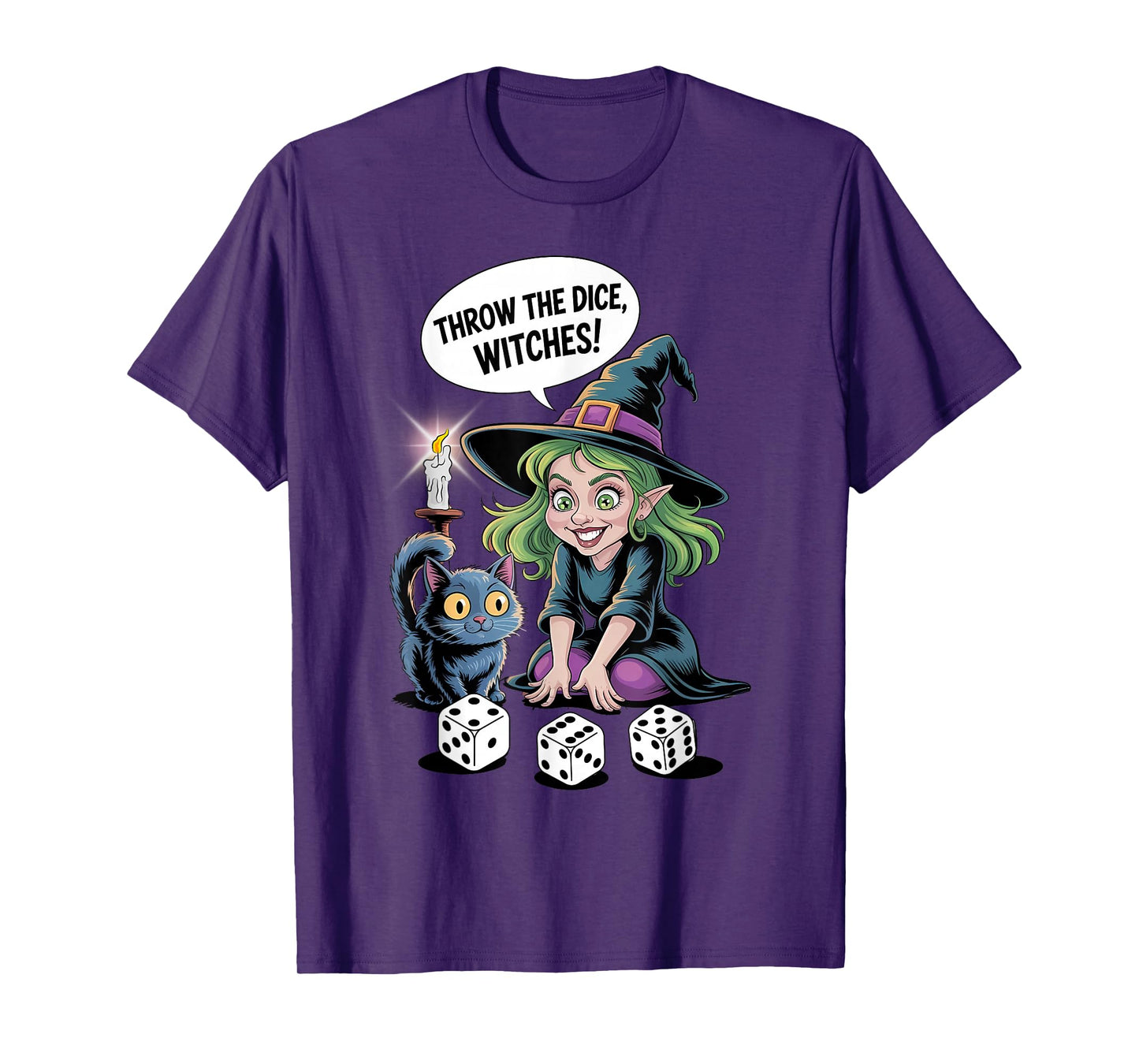 Throw The Dice Witches for Women Bunco Halloween Party T-Shirt