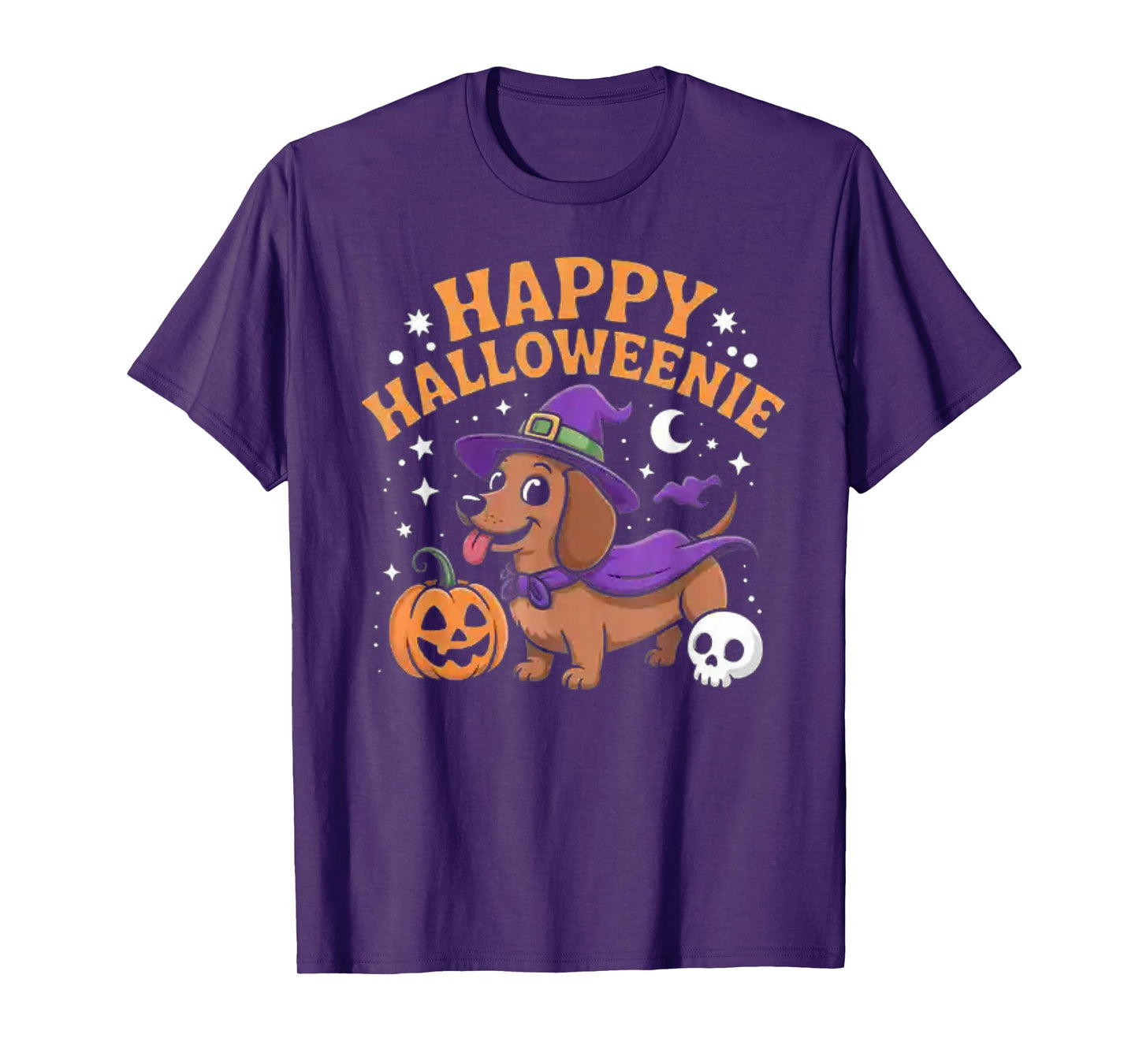 Dachshund Weiner Dog Witch Happy Halloweenie T-Shirt