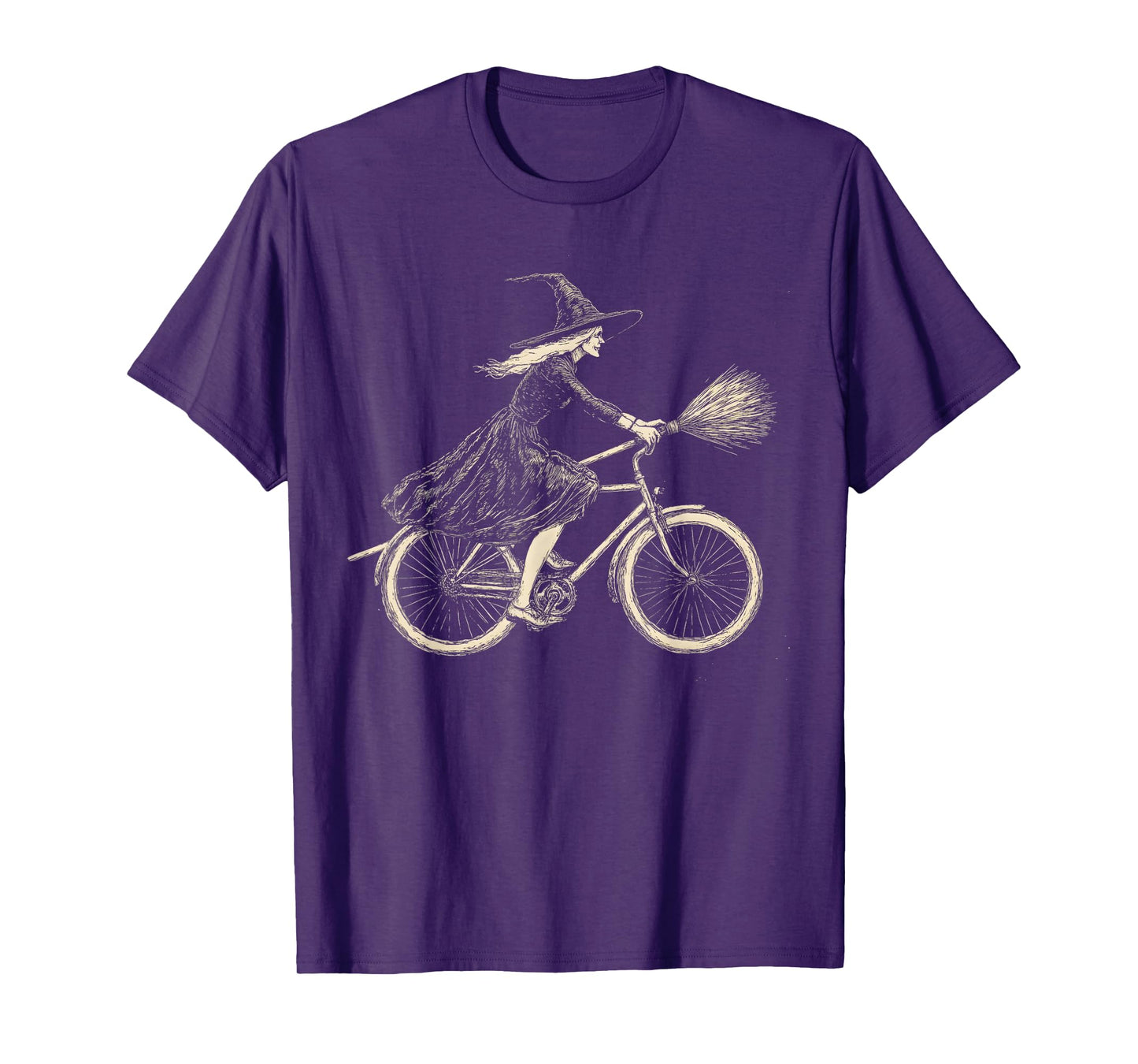 Vintage Halloween Witch on Bicycle Witches Cycling T-Shirt