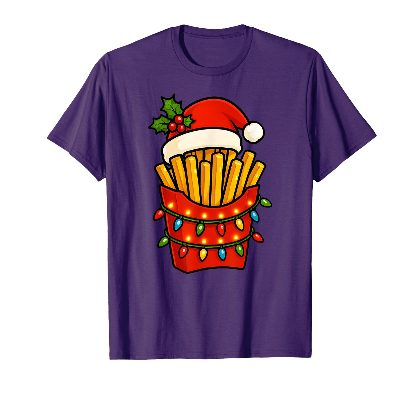 French Fries Merry Xmas Santa Hat Christmas Boys Girls Kids T-Shirt