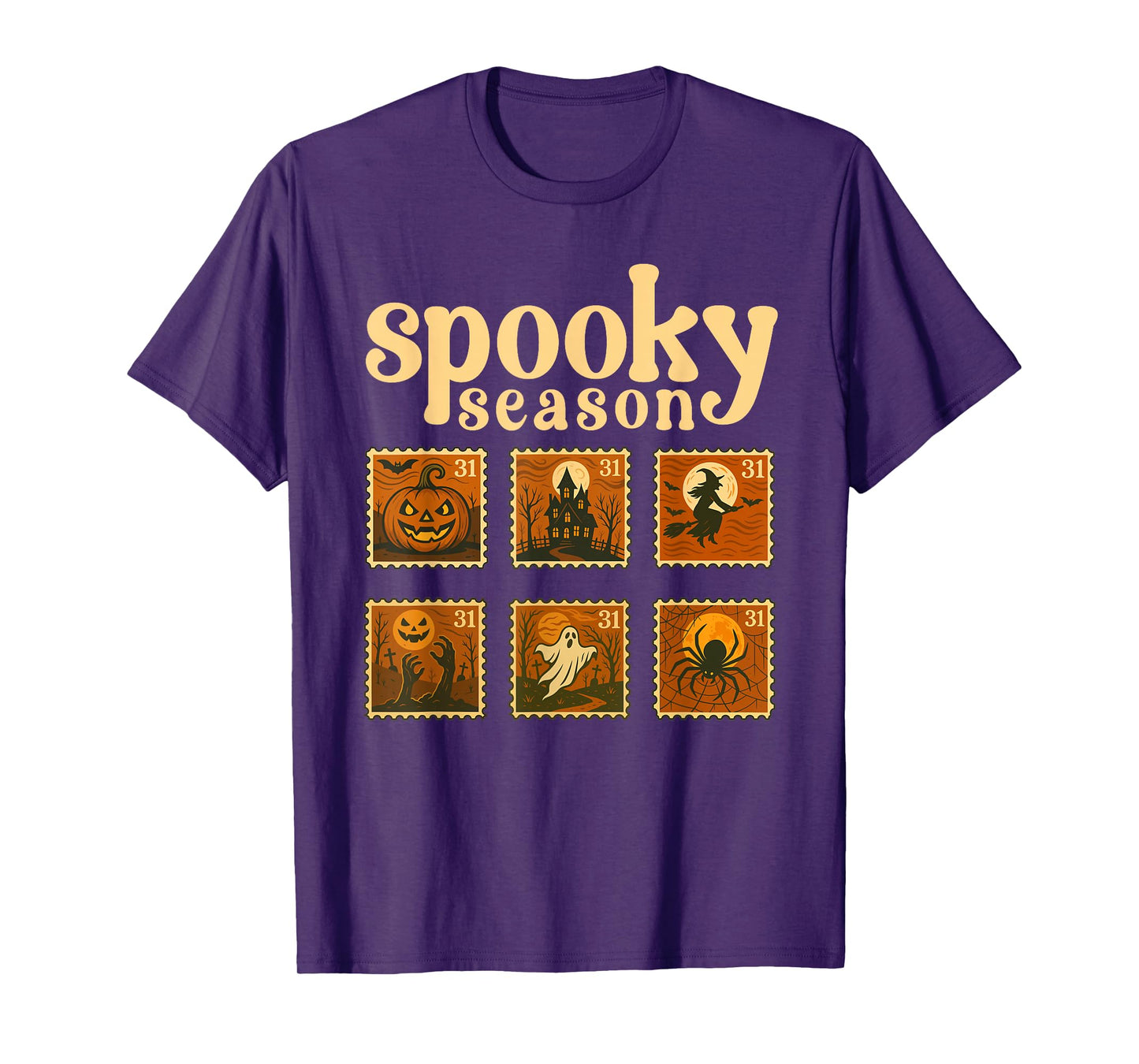 Vintage Halloween Postage Stamps Spooky Art T-Shirt