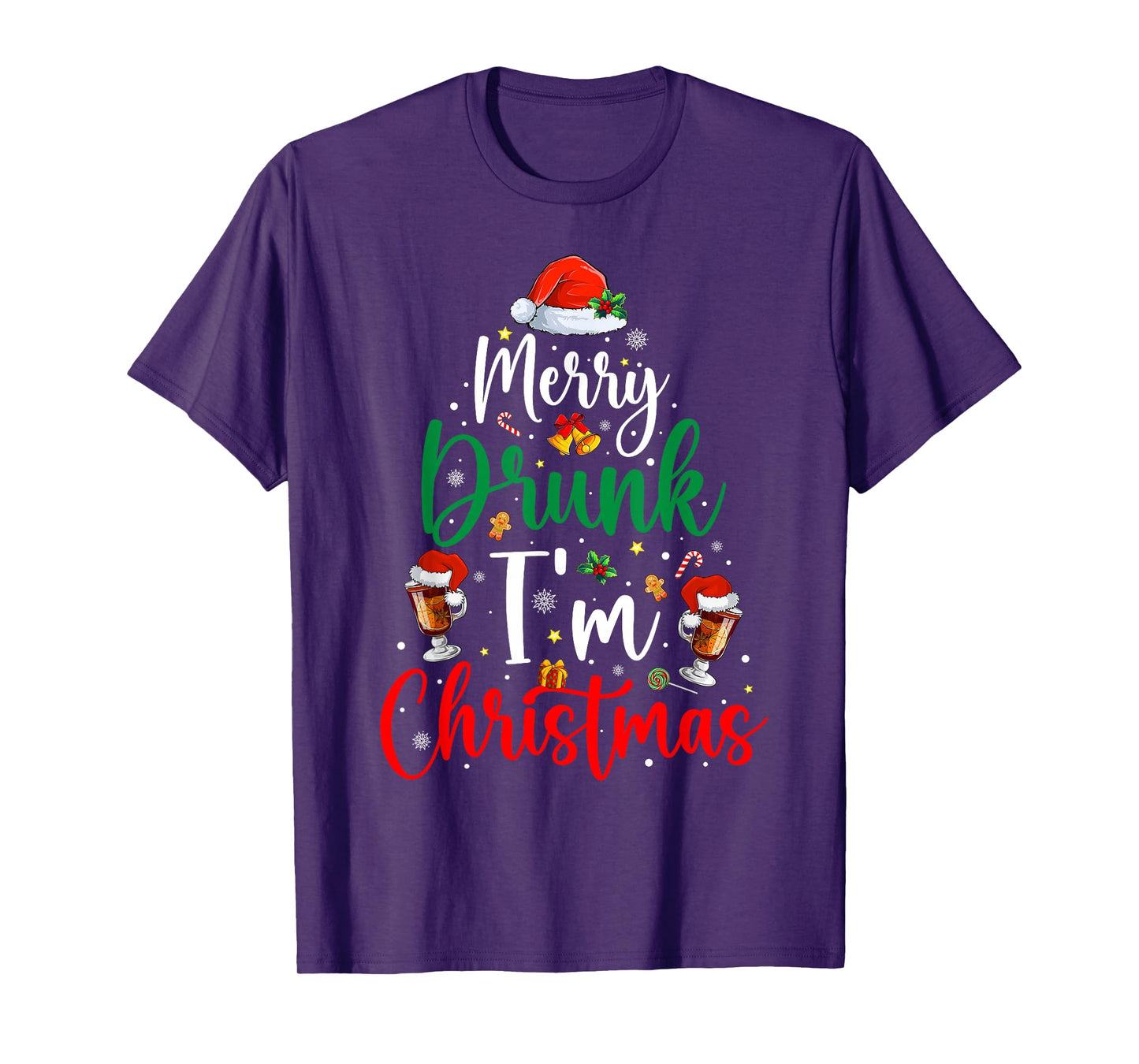 Merry Drunk I'm Christmas Funny Santa Joke Xmas Mulled Wine T-Shirt