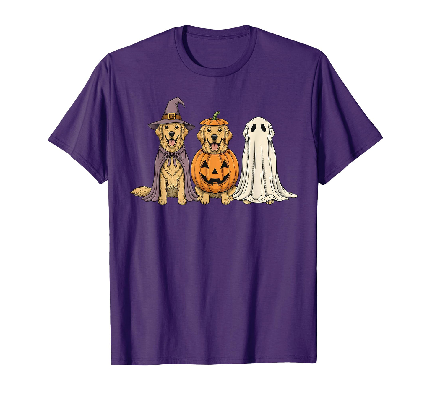 Spooky Ghost Golden Retriever Pumpkin Halloween Dog Lover T-Shirt