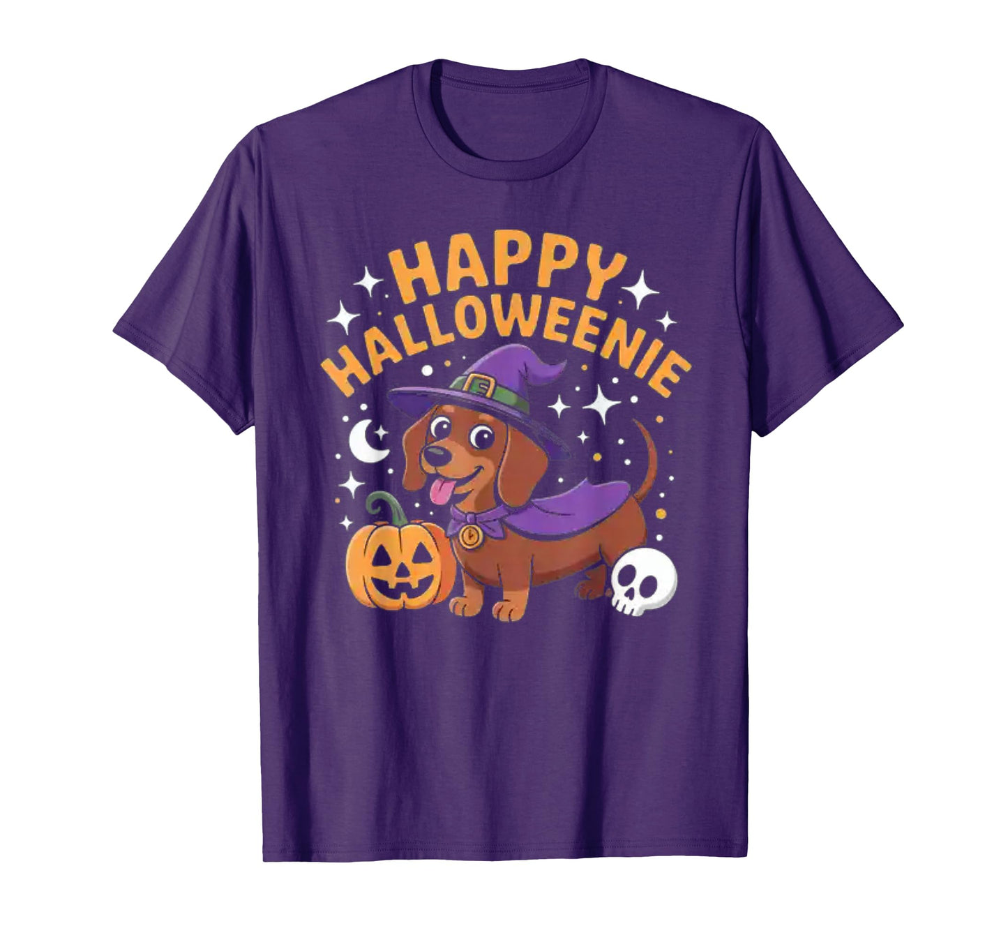 Dachshund Weiner Dog Witch Happy Halloweenie T-Shirt