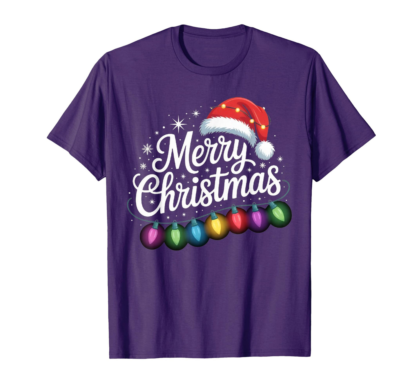 Funny Christmas Lights Santa Hat Merry Xmas Holiday Family T-Shirt