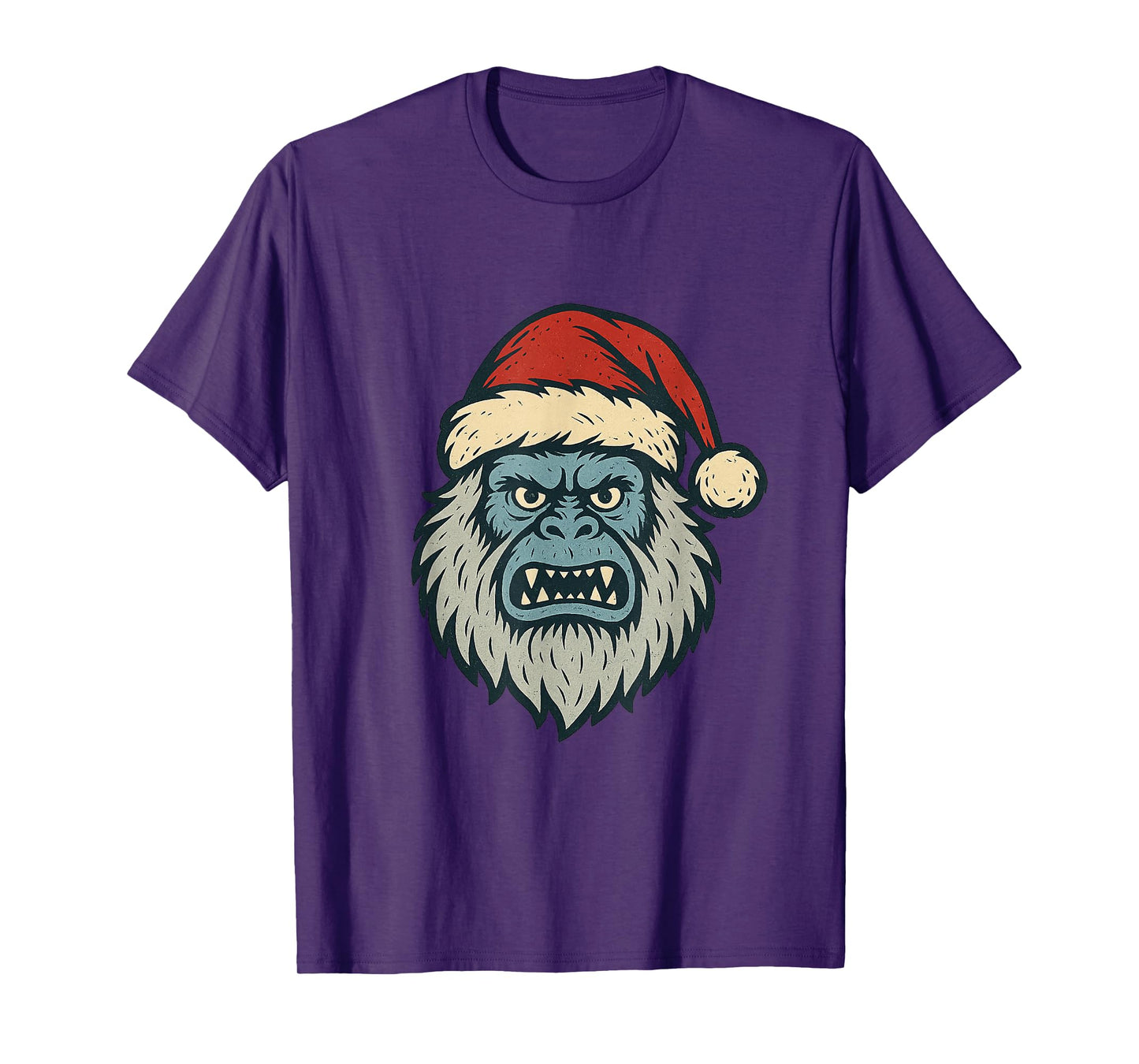 Yeti Abominable Snowman Santa Hat Christmas Design T-Shirt