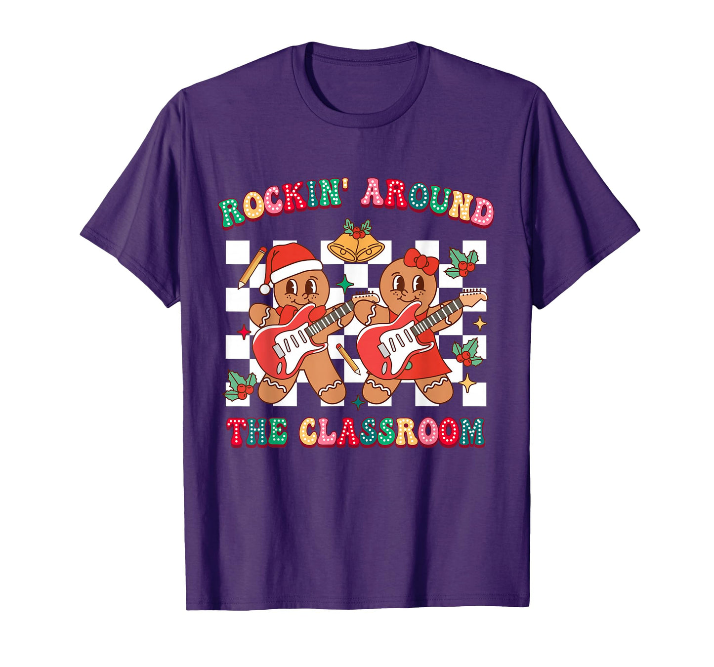 Gingerbread Cookies Christmas Rockin' Around The Classroom T-Shirt