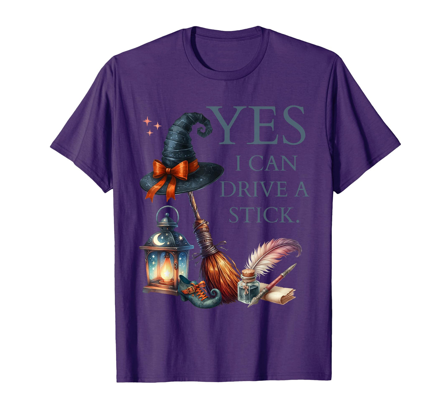 Yes I Can Drive A Stick Funny Halloween Witch Broomstick T-Shirt