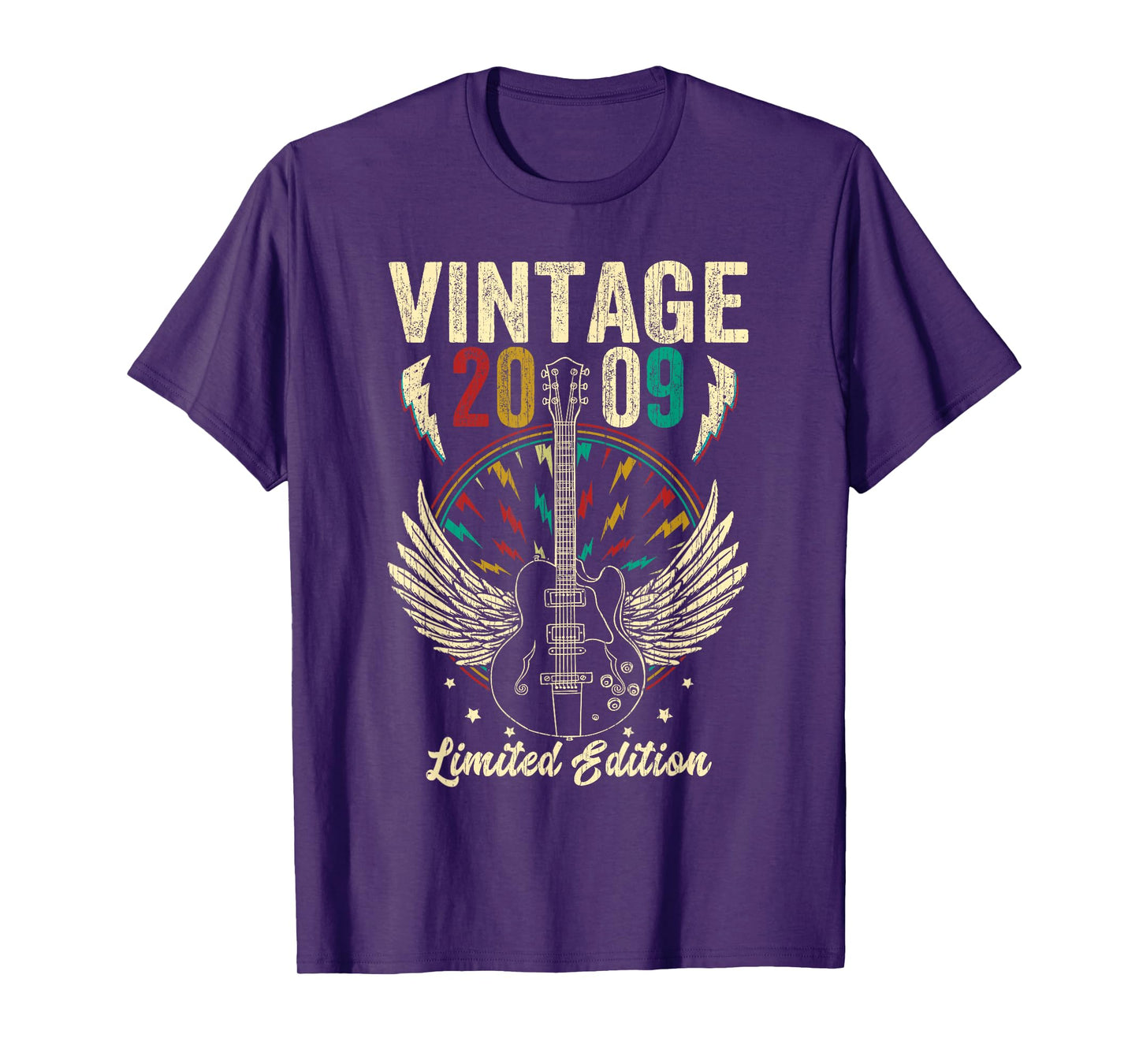 Vintage Born In 2009 16th Birthday Gifts 16 Years Old Guitar T-Shirt