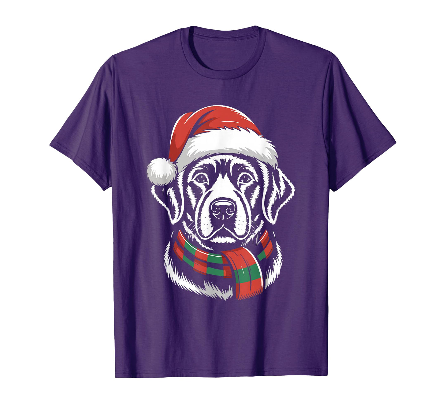 Labrador Dog Xmas Santa Hat Scarf Christmas Costume T-Shirt