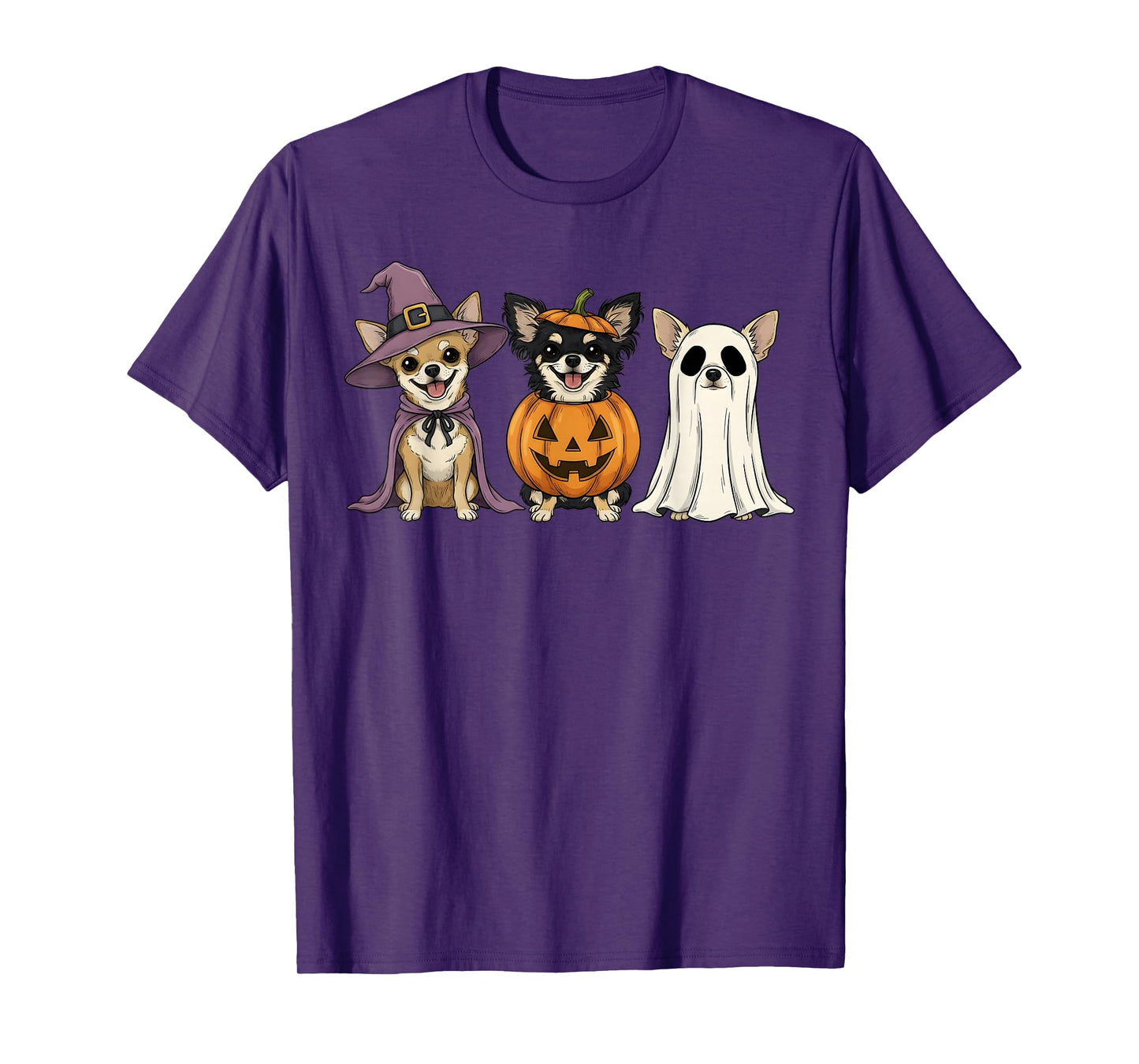 Spooky Ghost Chihuahua Pumpkin Halloween Dog Lover T-Shirt