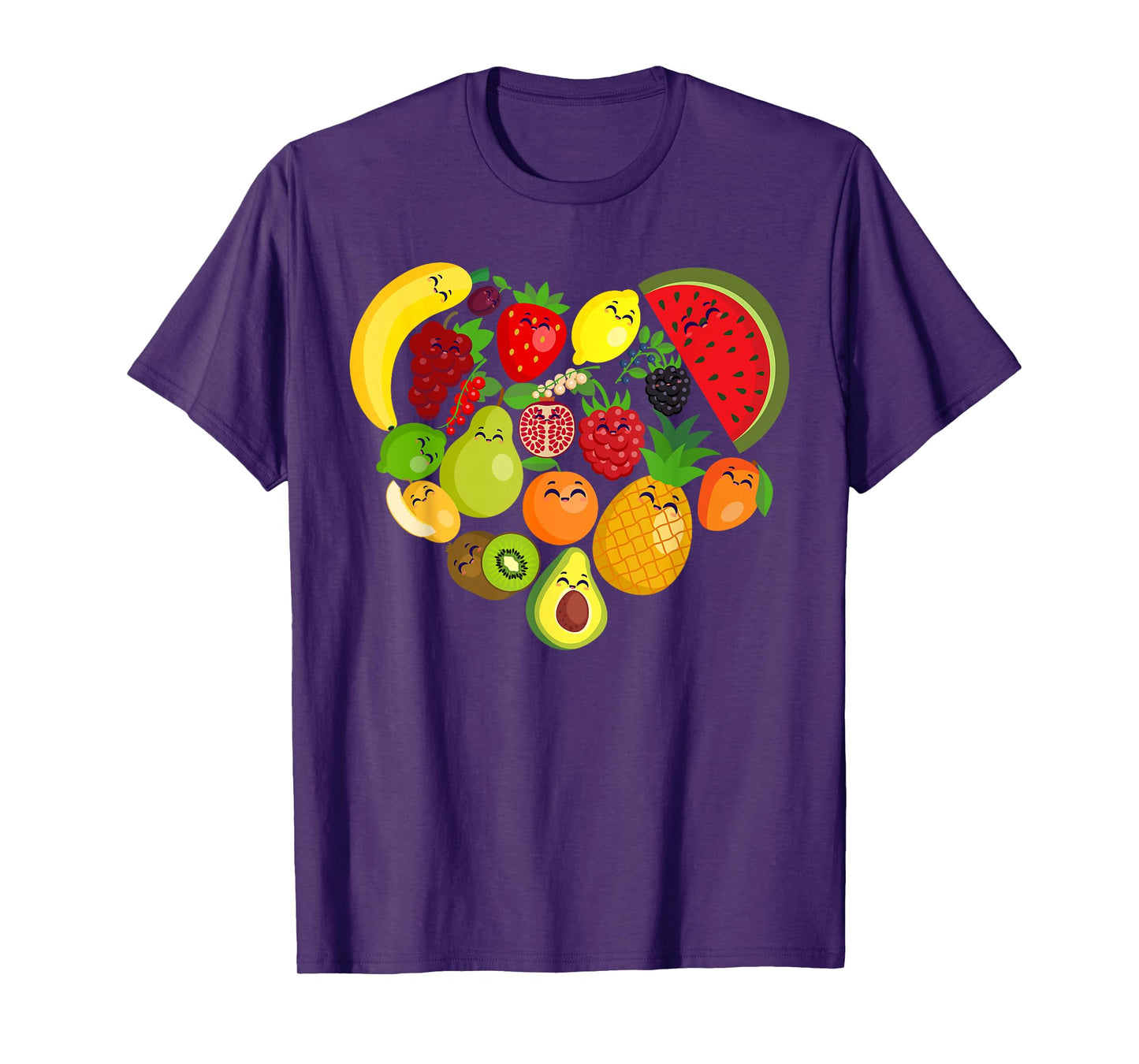 Funny Fruits Collage Cute heart Fruit and Vegetables T-Shirt