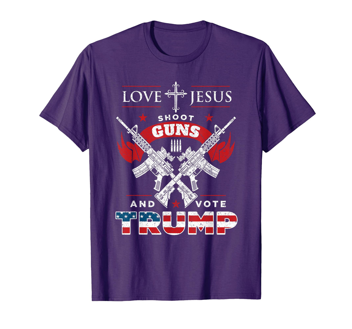 Love Jesus. Shoot Guns. And Vote Trump 2020 Flag T-Shirt