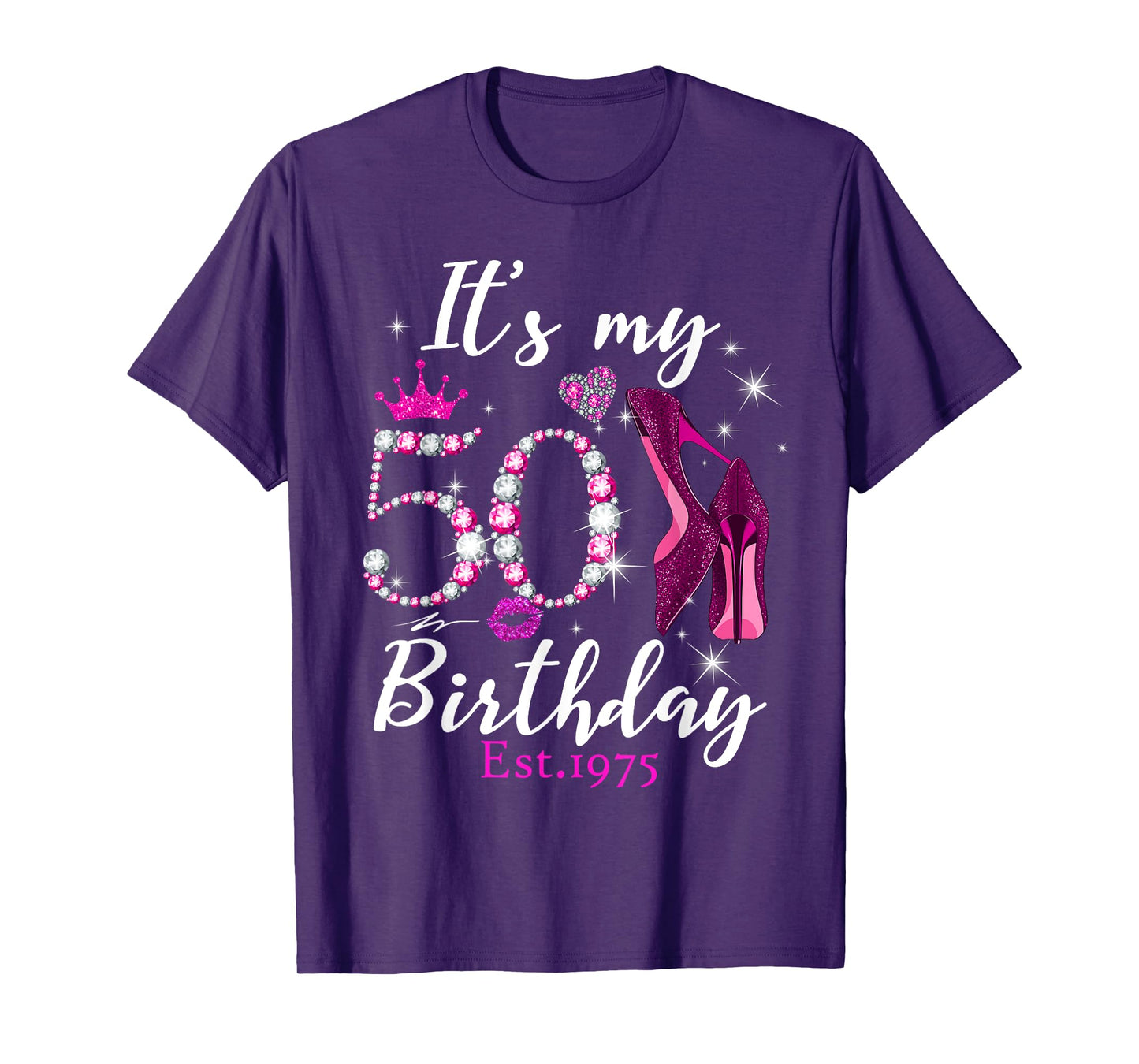 Womens It's My 50th Birthday EST 1975 50 Years Old Diamond T-Shirt
