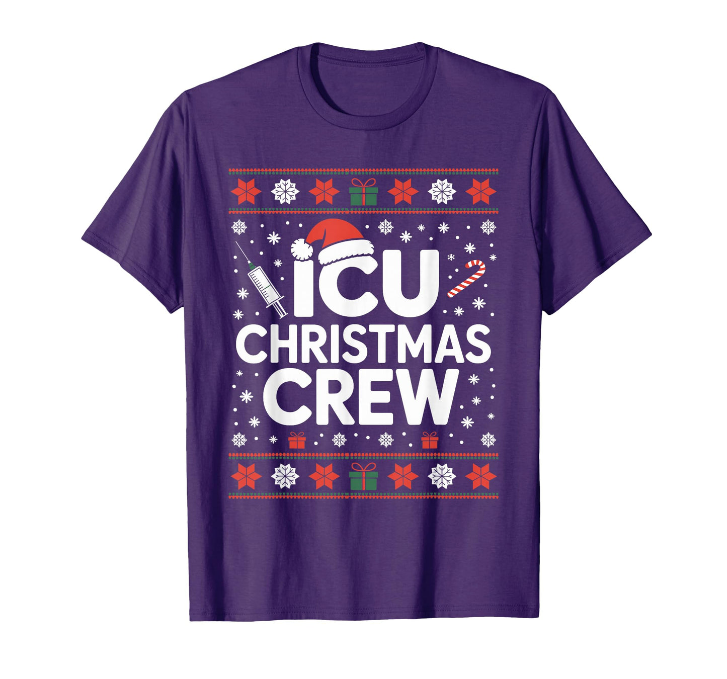 ICU Nurse Ugly Christmas Sweater Critical Care Xmas Nursing T-Shirt