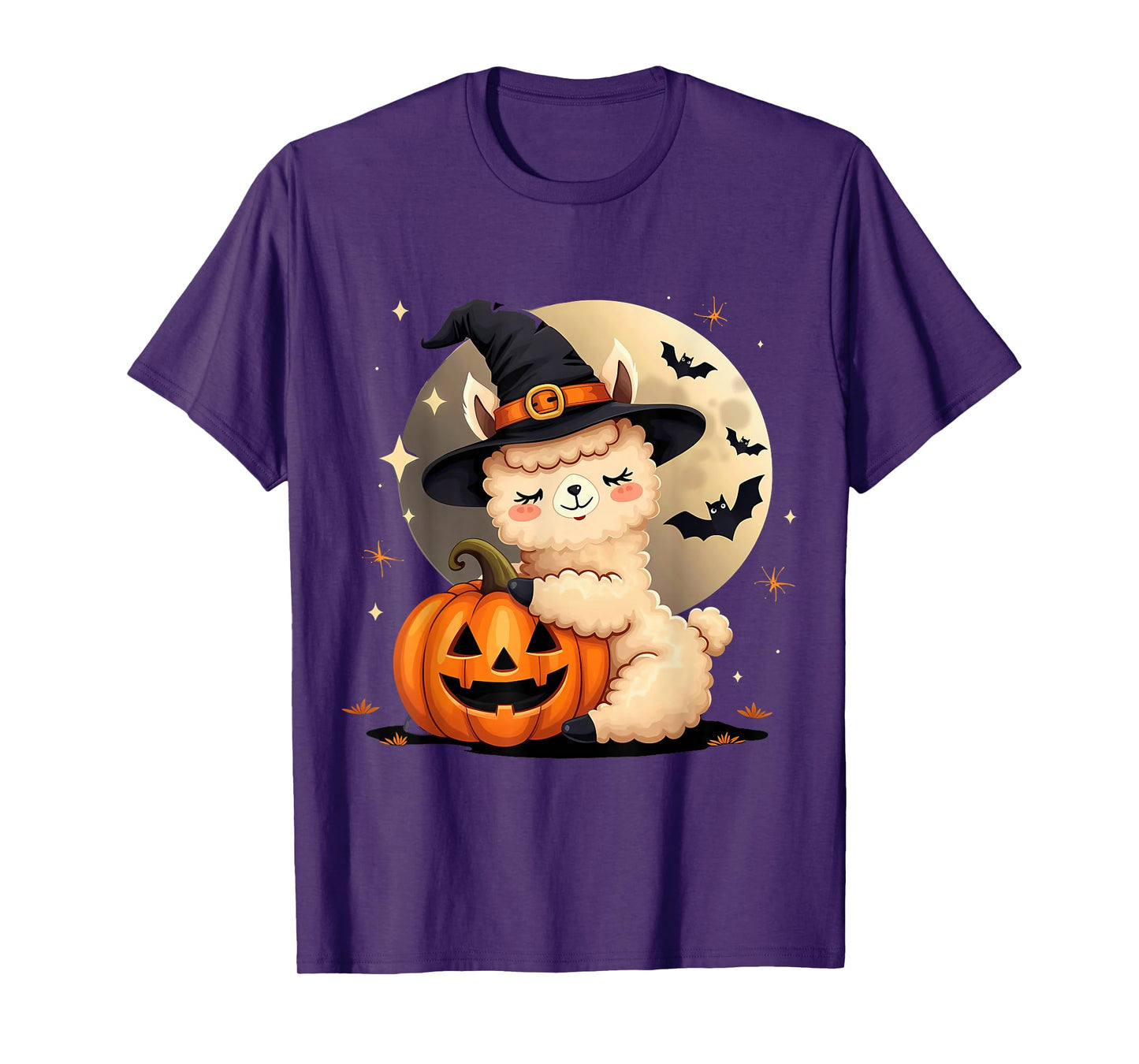 Halloween Alpaca Witch Hat Pumpkin Spooky T-Shirt