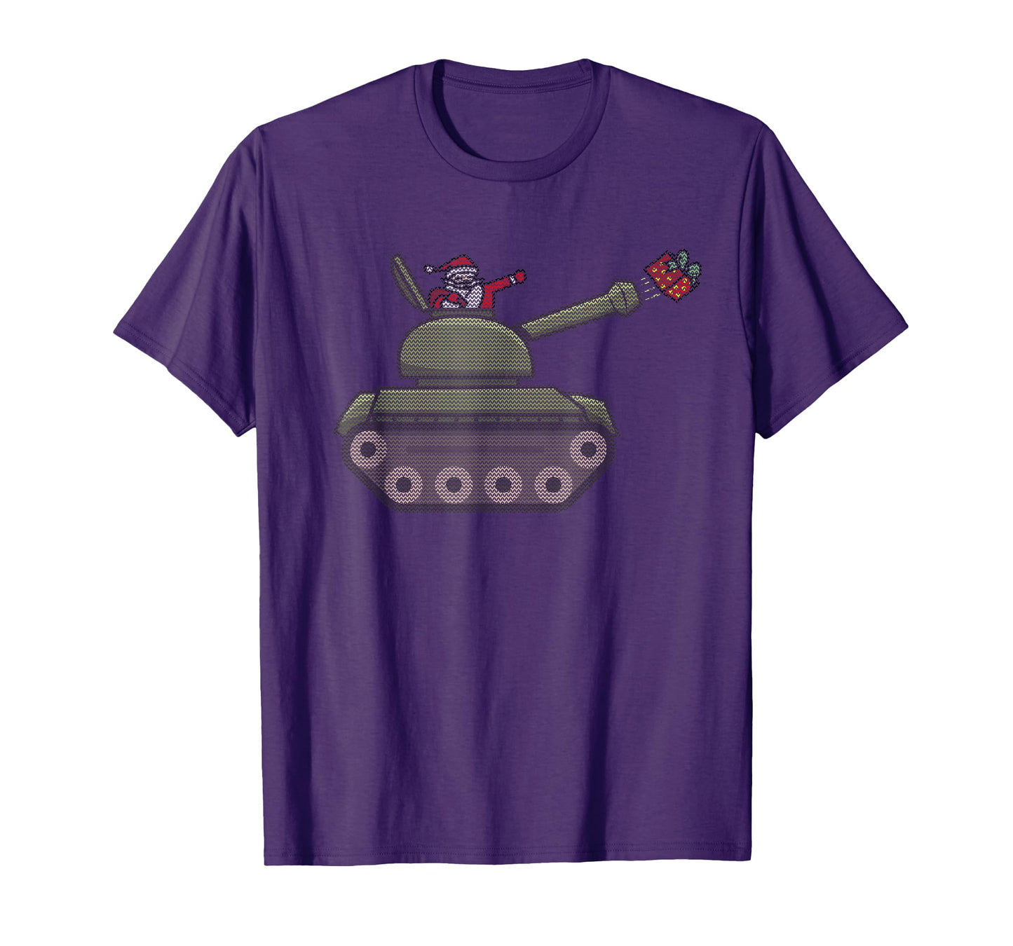 Santa Clause Giving Gift Using Tank Funny Ugly Design T-Shirt