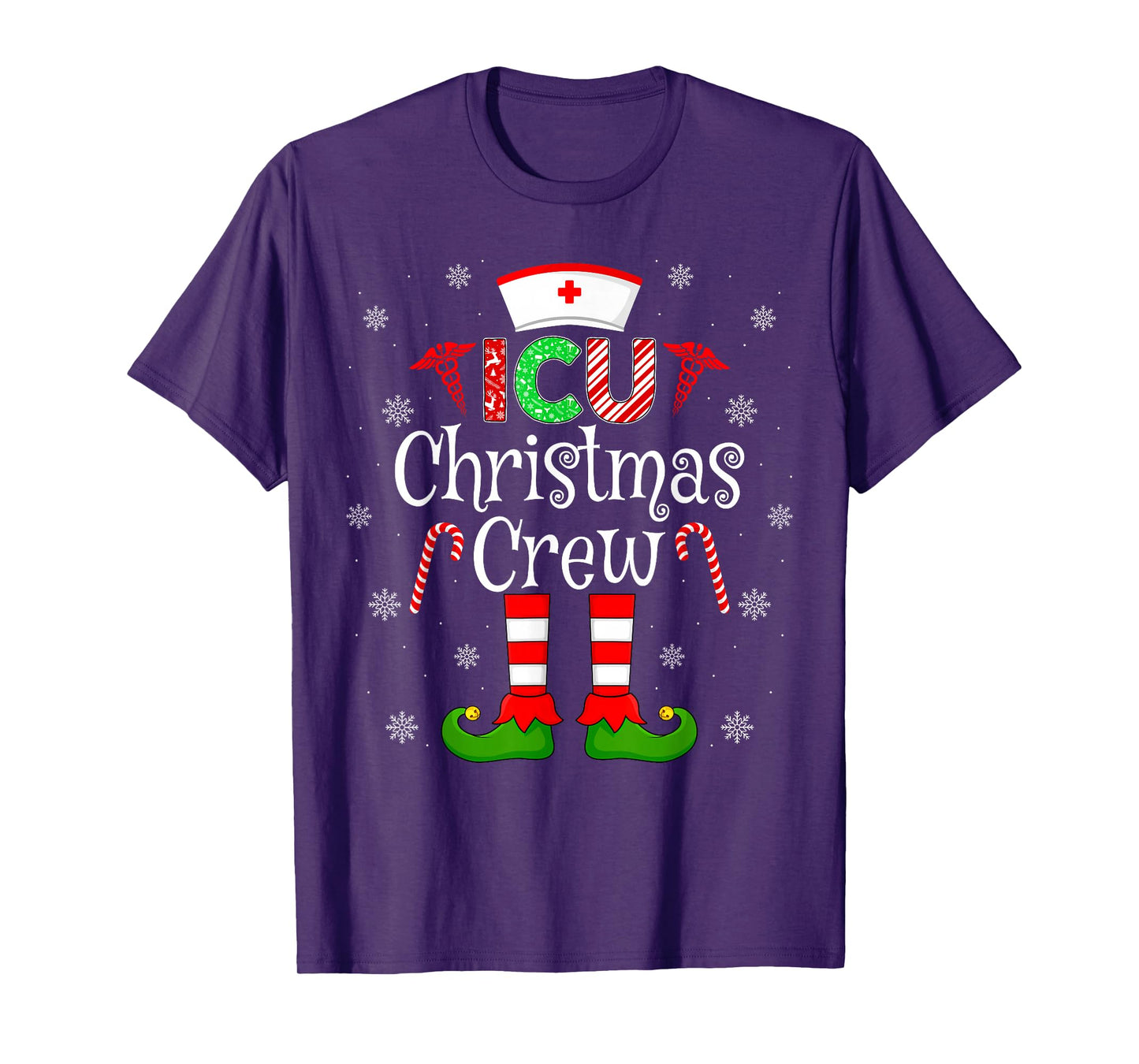 ICU Christmas Crew Matching Family Nurse Elf Christmas T-Shirt