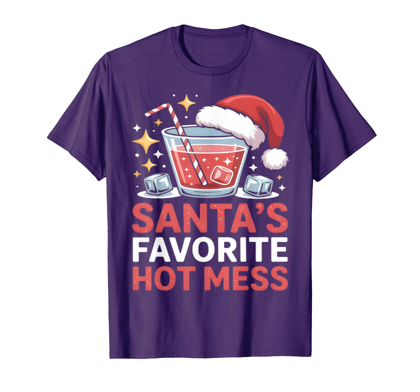 Santa's Favorite Hot Mess Christmas Funny Margarita T-Shirt