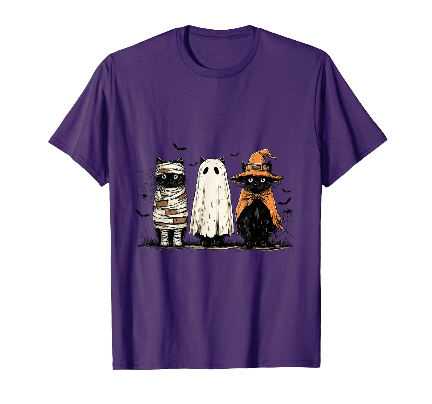 Black Cat Pumpkin Ghots Cat Retro Halloween Cat Mama Autumn T-Shirt