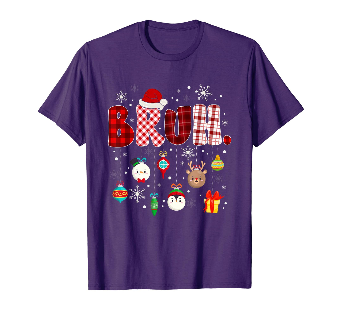 Funny Bruh Christmas Red Buffalo Plaid Xmas Holiday Pajamas T-Shirt
