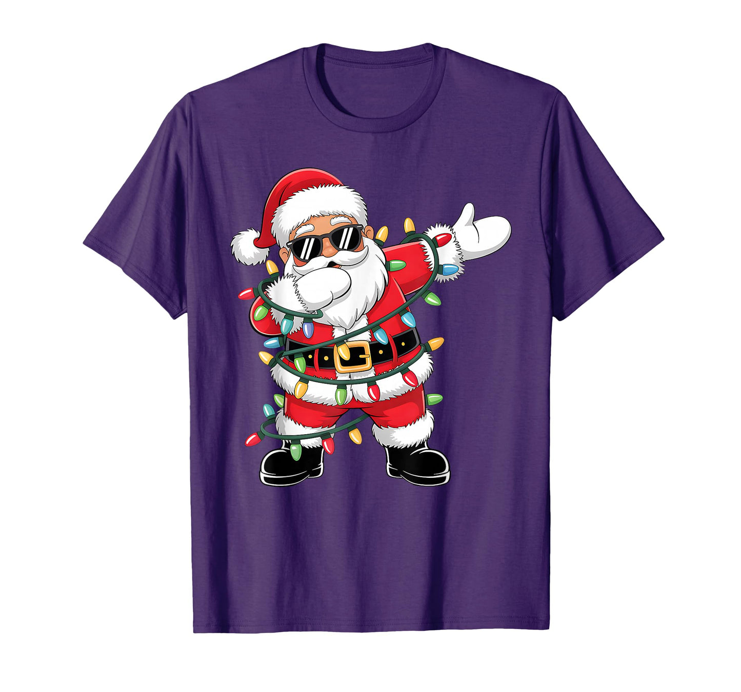 Christmas Tree Lights Funny Xmas Squad Dabbing Santa Claus T-Shirt