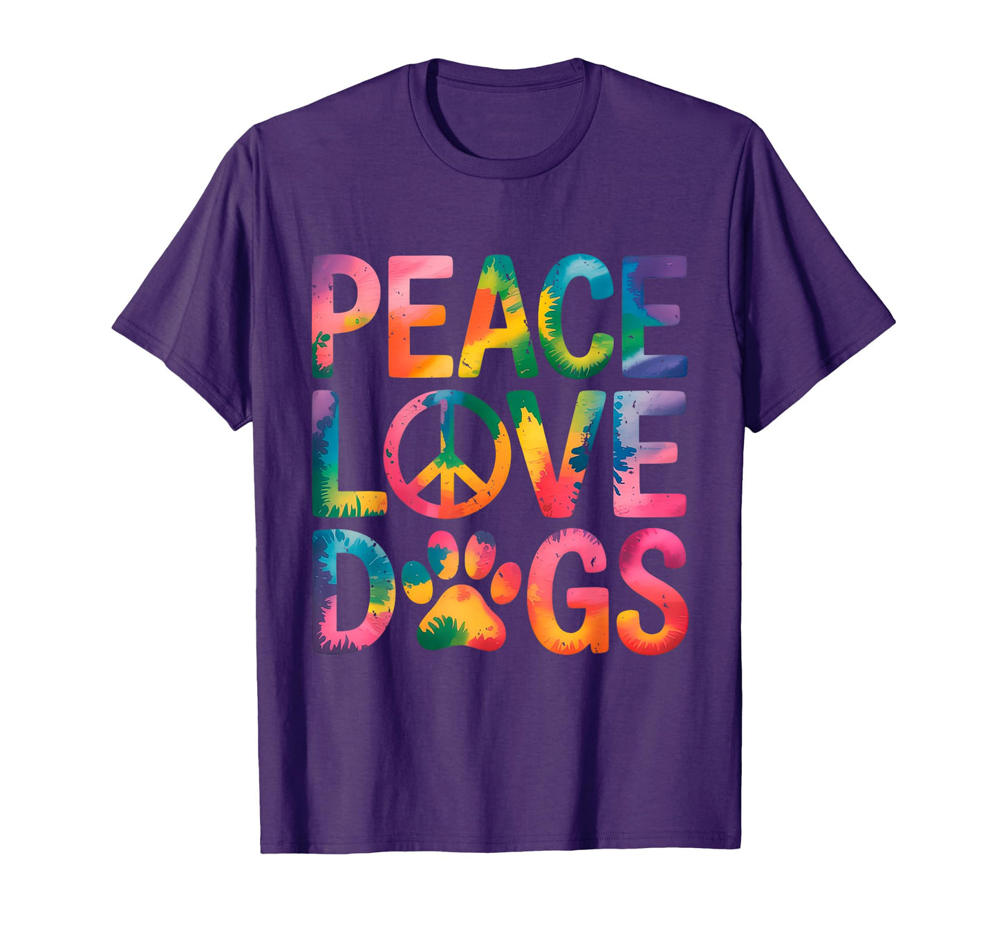 Peace Love Dogs Retro Hippie Dog Lover T-Shirt for Men Women Kids