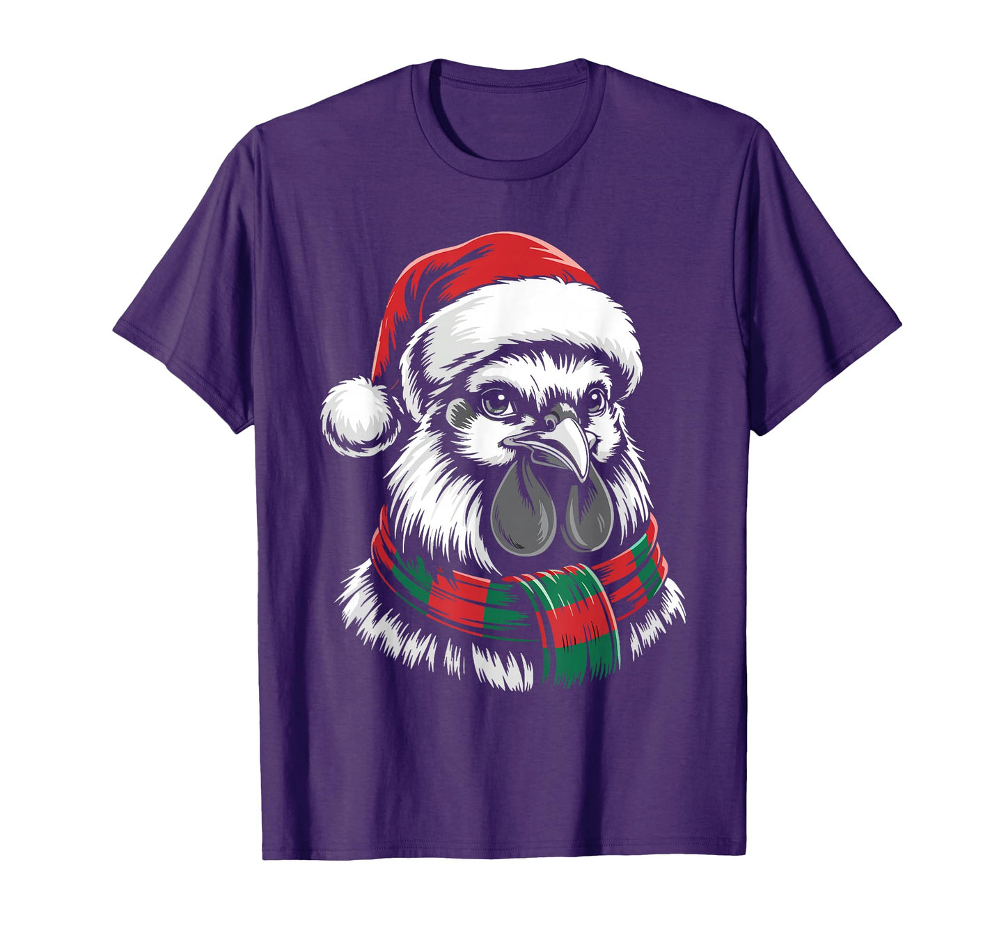 Rooster Xmas Santa Hat Scarf Christmas Costume T-Shirt