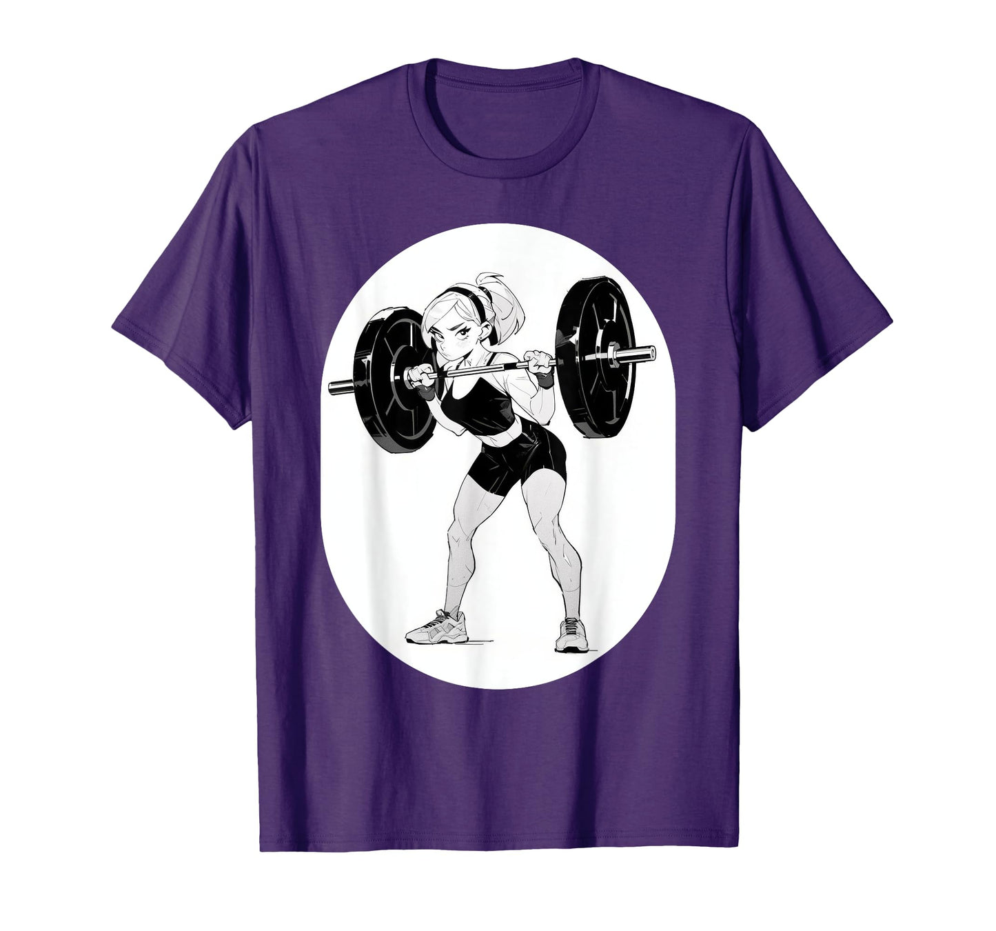 Anime & Manga Style Gym Girl holding Large Barbell T-Shirt
