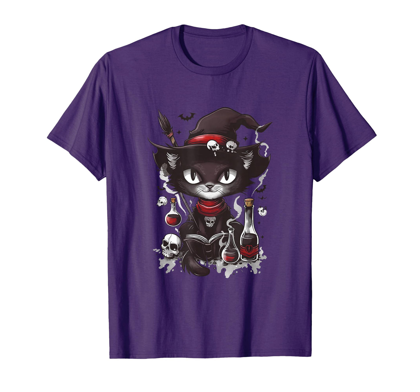 Scary Halloween Black Cat Salem Apothecary T-Shirt